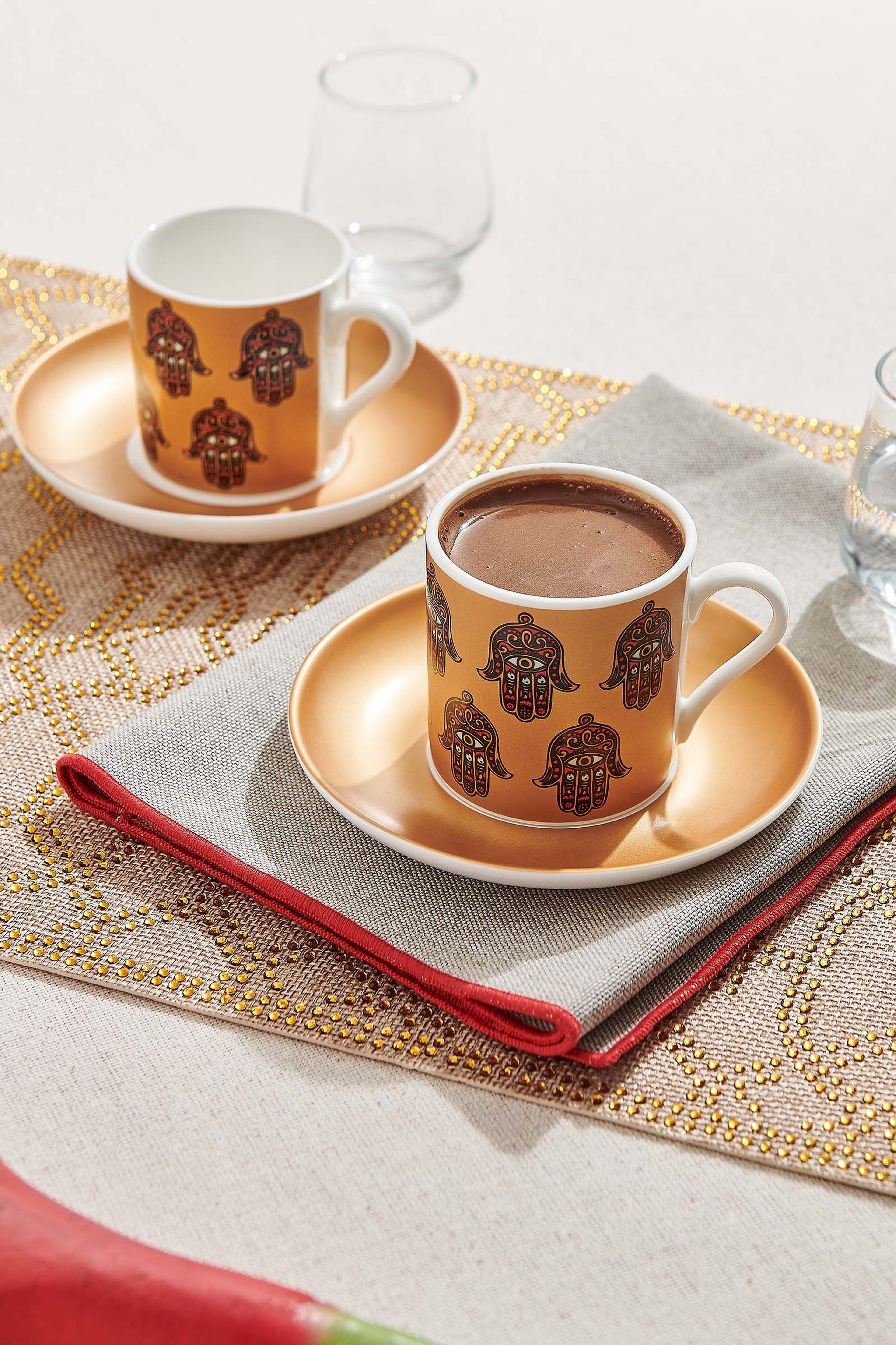 Red Fatima 2 Porcelain Cup Set 2 pcs