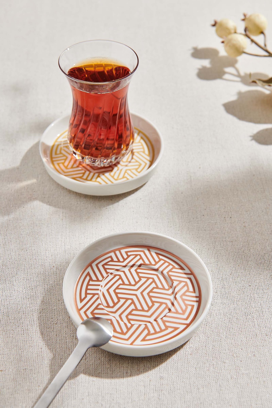 Bakır Geo Porselen Çay Tabağı