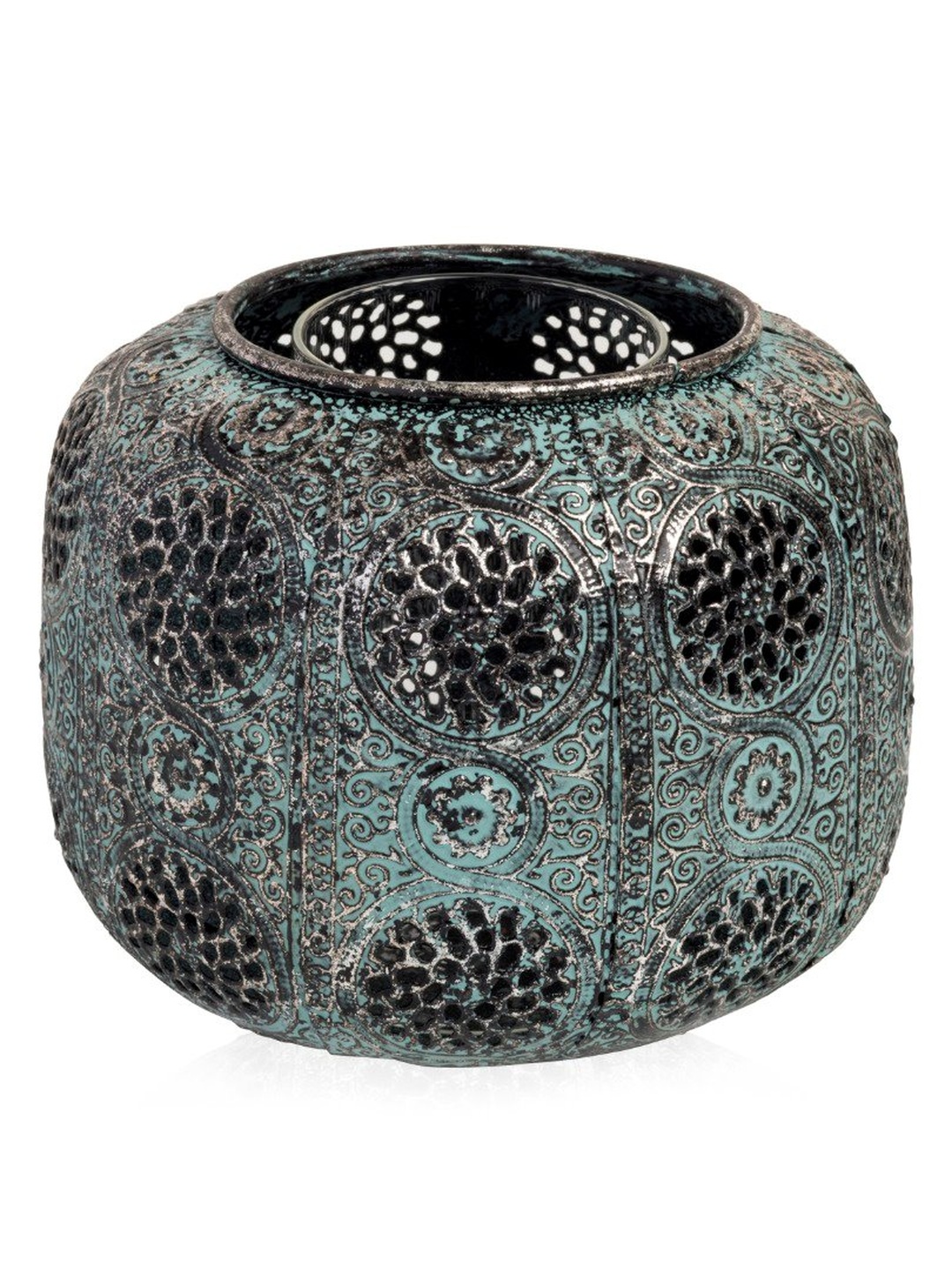 Ajur Metal Tealight Mumluk L Turkuaz