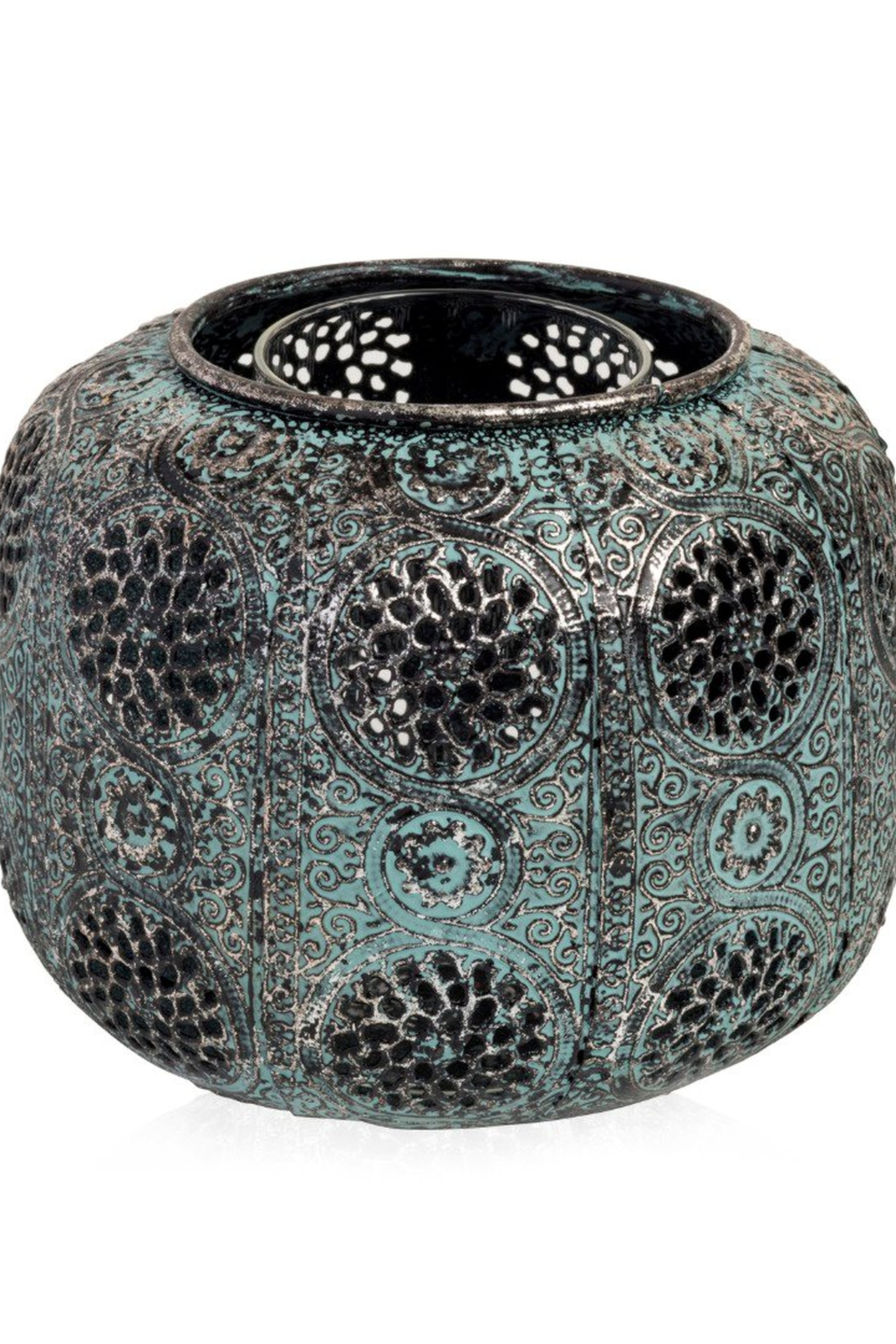 Turquoise Openwork Metal Tealight Candle Holder L