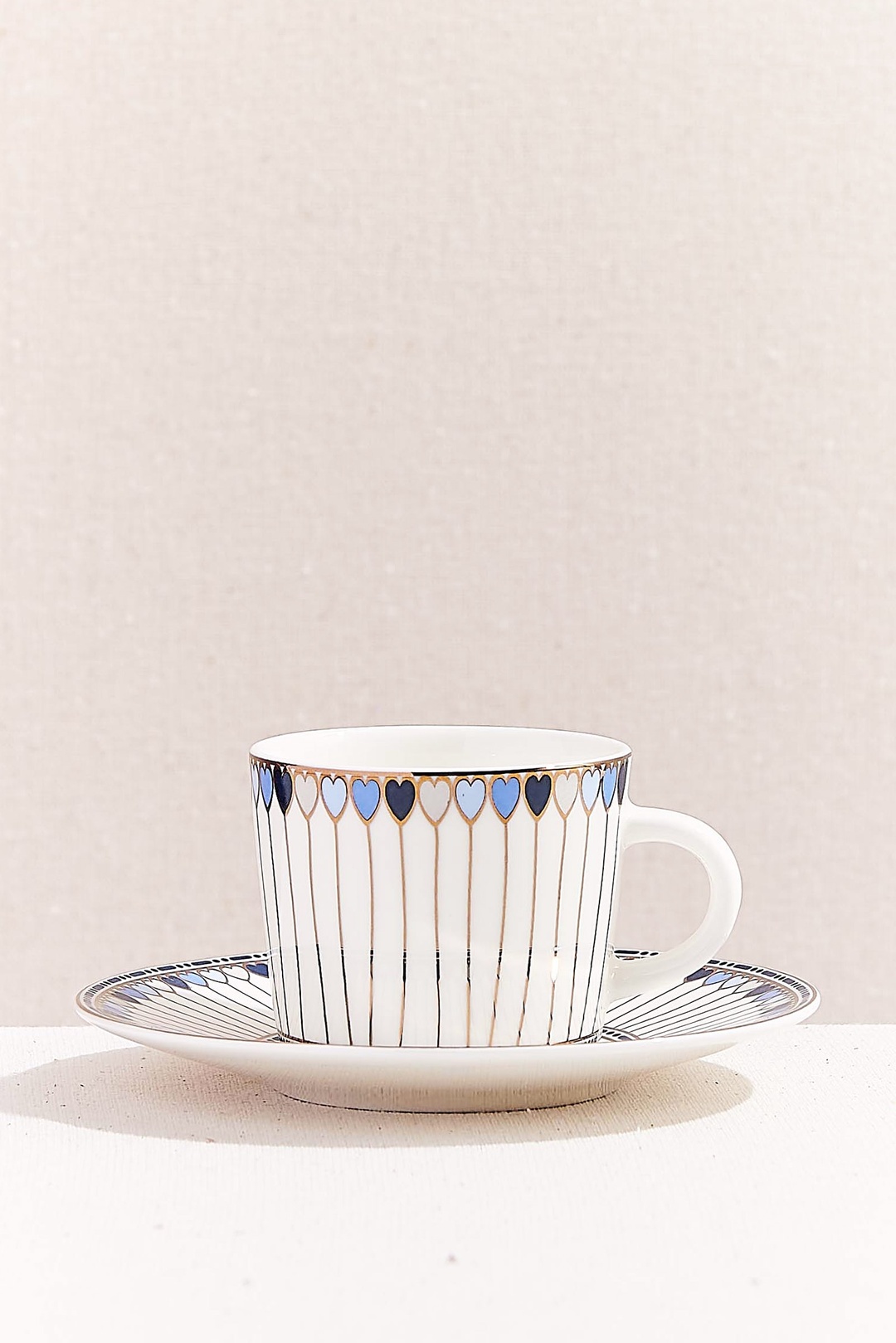 Hearts Porselen Espresso Fincanı Mavi