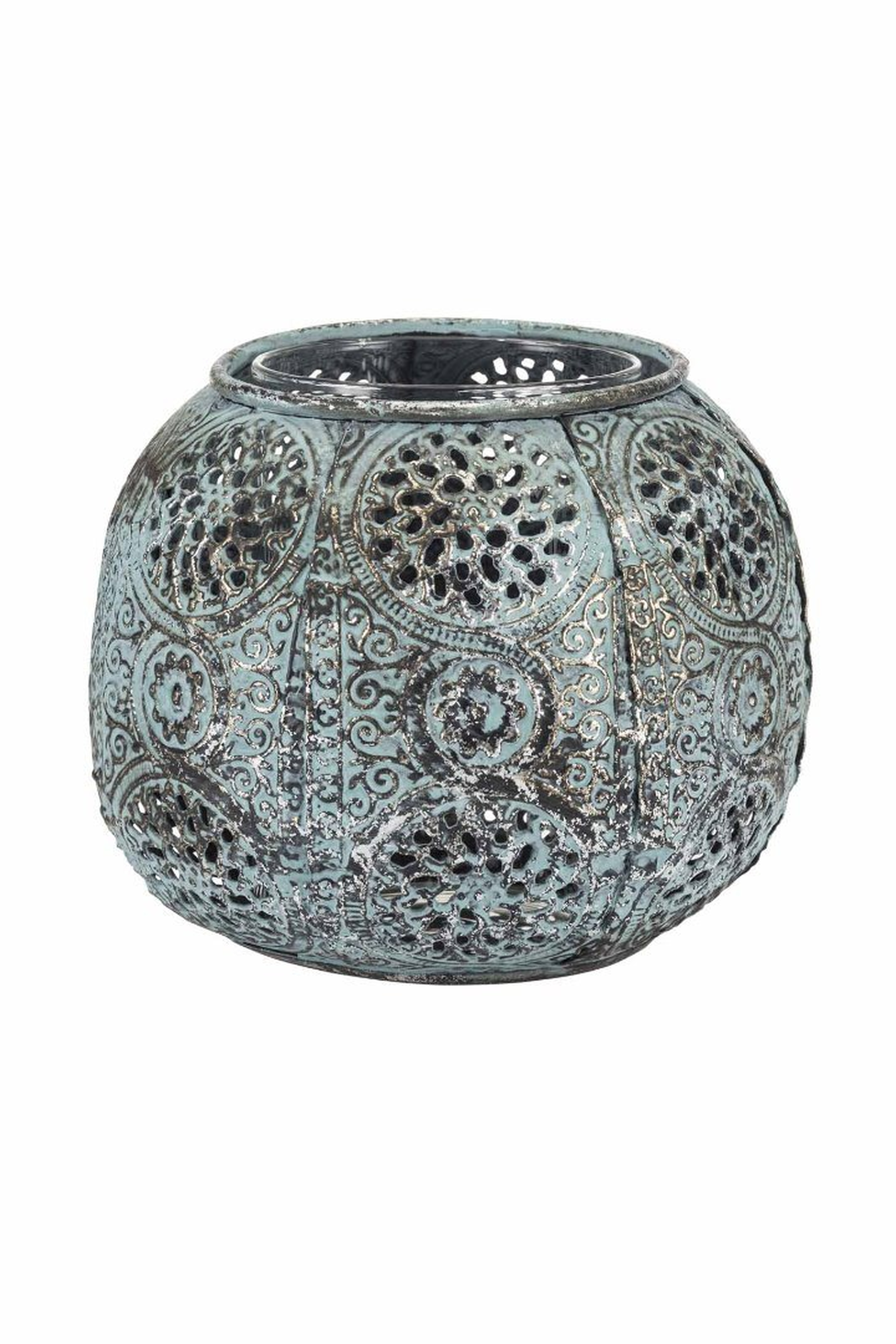 Turquoise Openwork Metal Tealight Candle Holder S