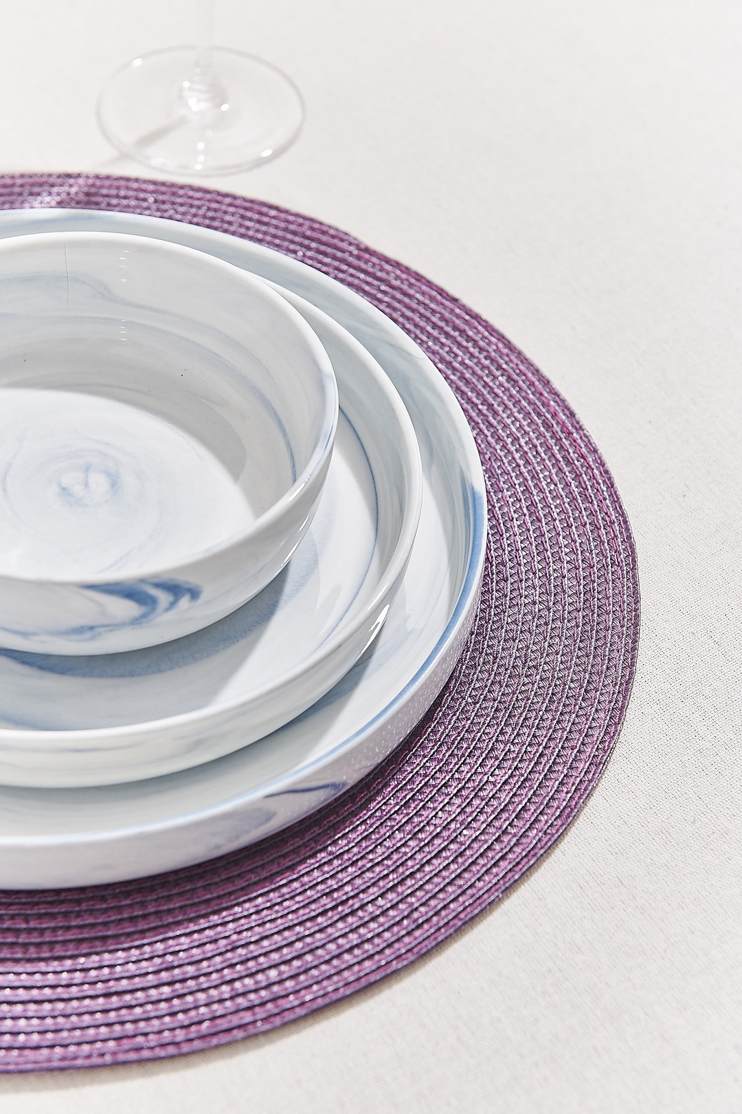 Marble Porselen Yemek Tabağı Mavi
