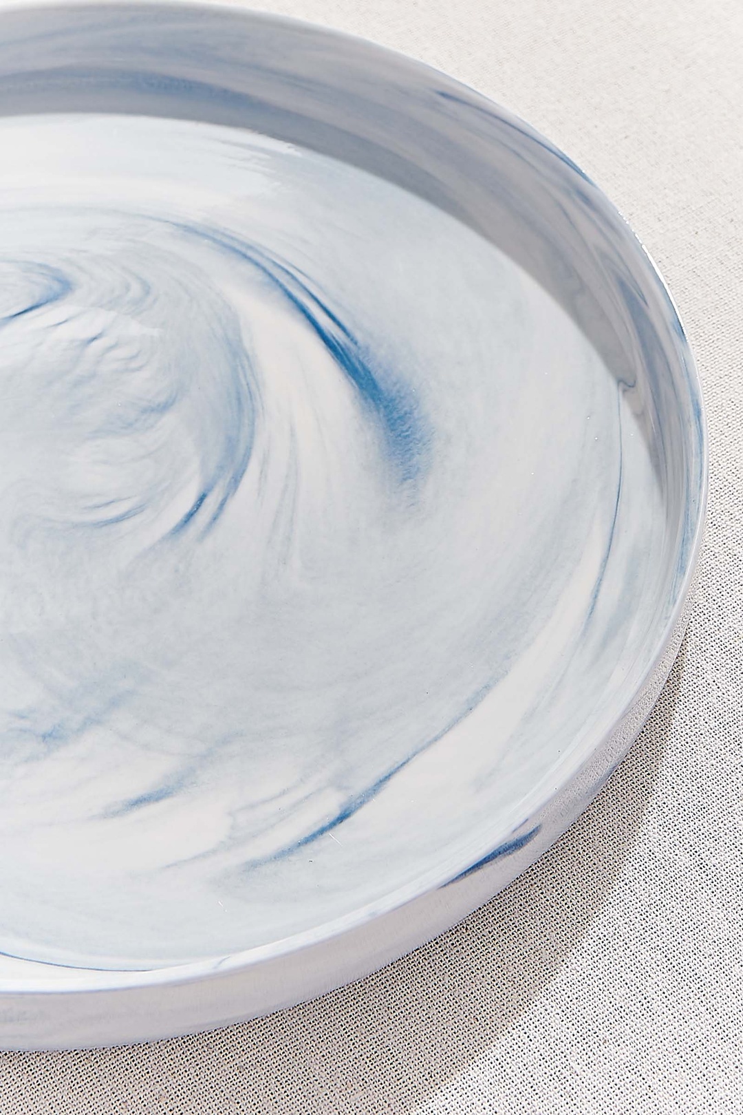 Marble Porselen Yemek Tabağı Mavi