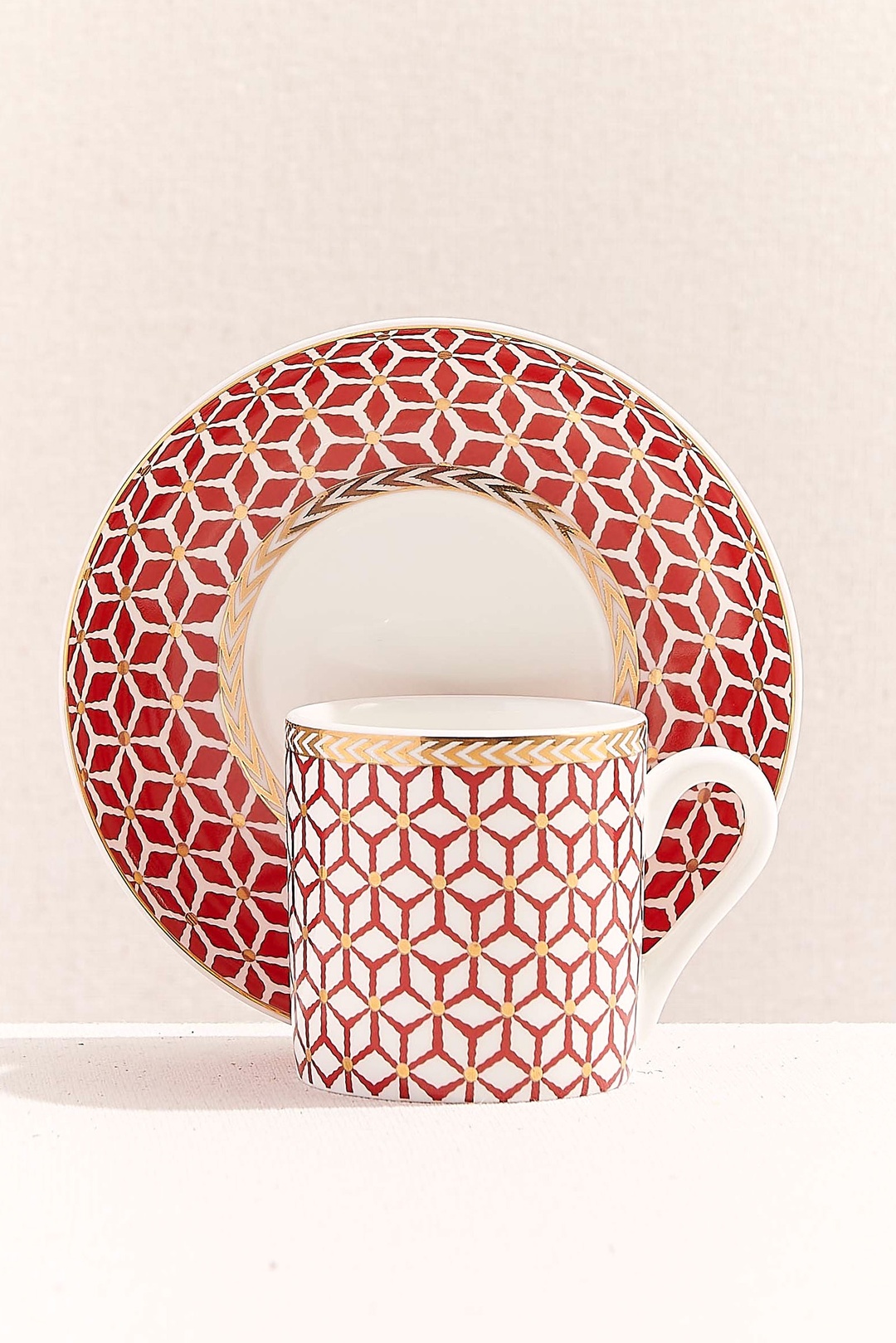 Nezaket Porselen Espresso Fincan Seti 2'li Kırmızı