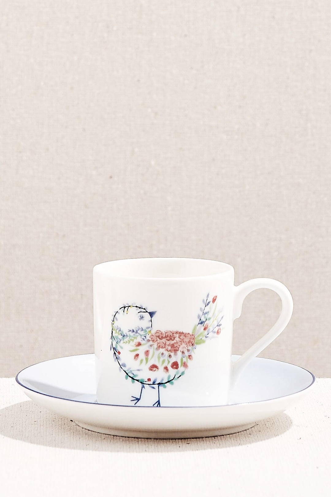 Bird Art Porselen Espresso Fincanı Mavi