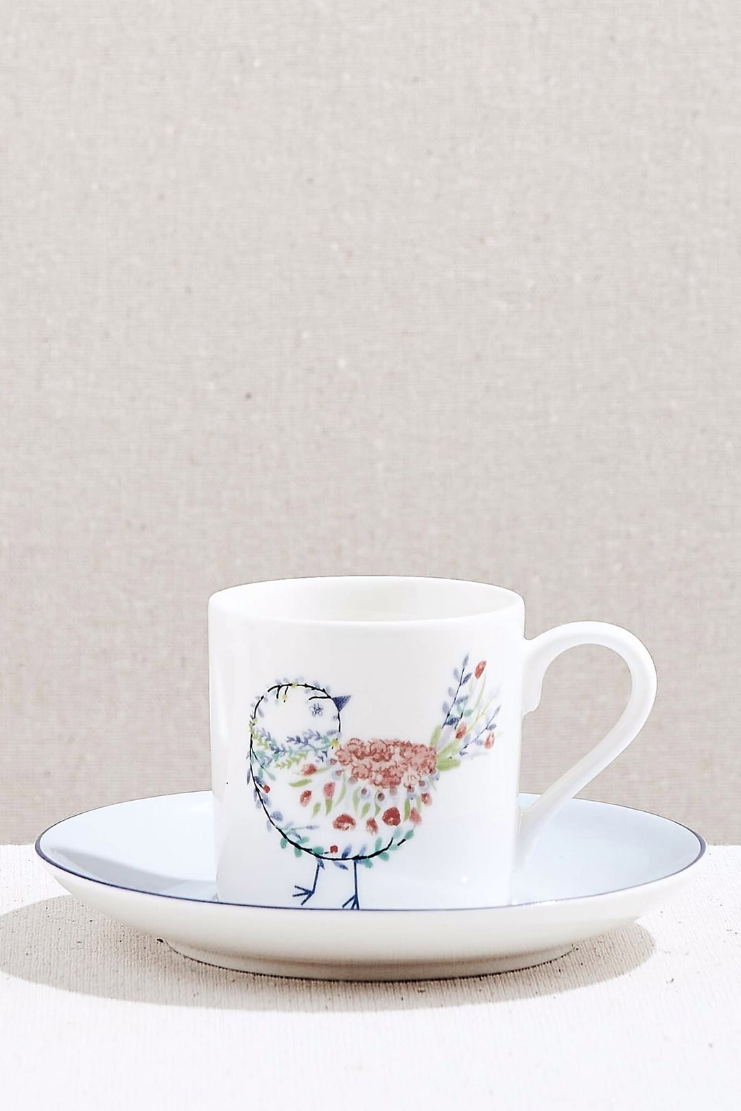 Bird Art Porselen Espresso Fincanı Mavi
