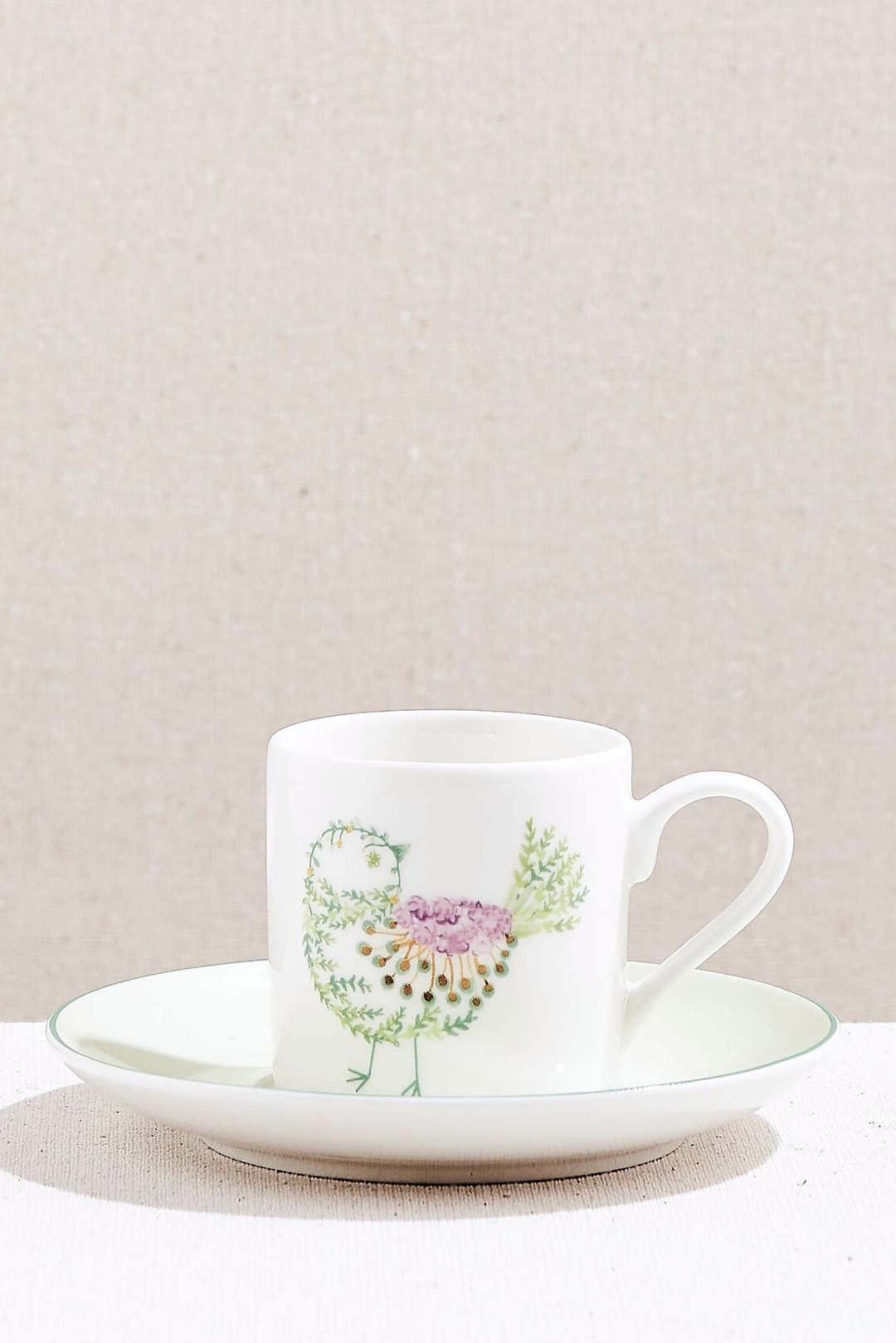 Yeşil Bird Art Porselen Espresso Fincanı