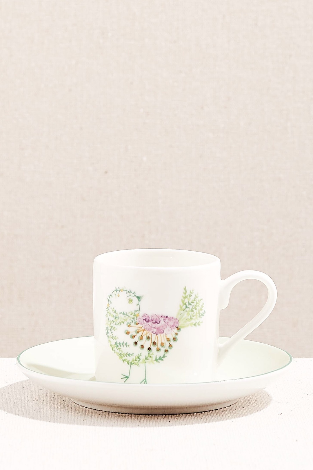 Yeşil Bird Art Porselen Espresso Fincanı