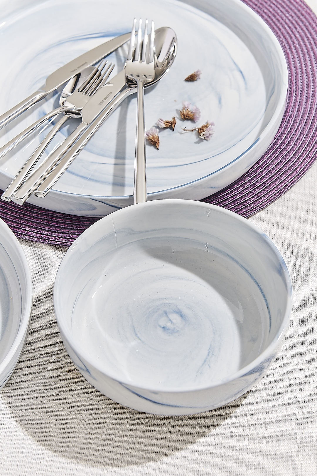 Marble Porselen Salata Kase Mavi