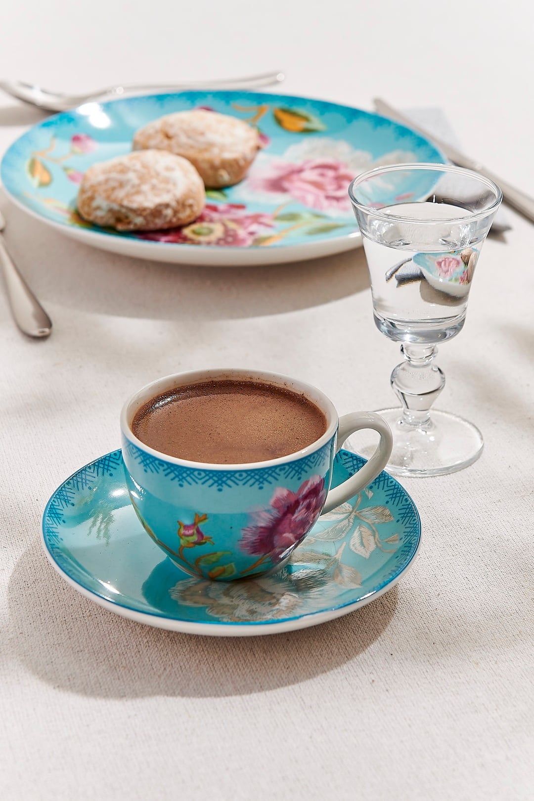 Şakayık Porselen Espresso Fincanı Turkuaz