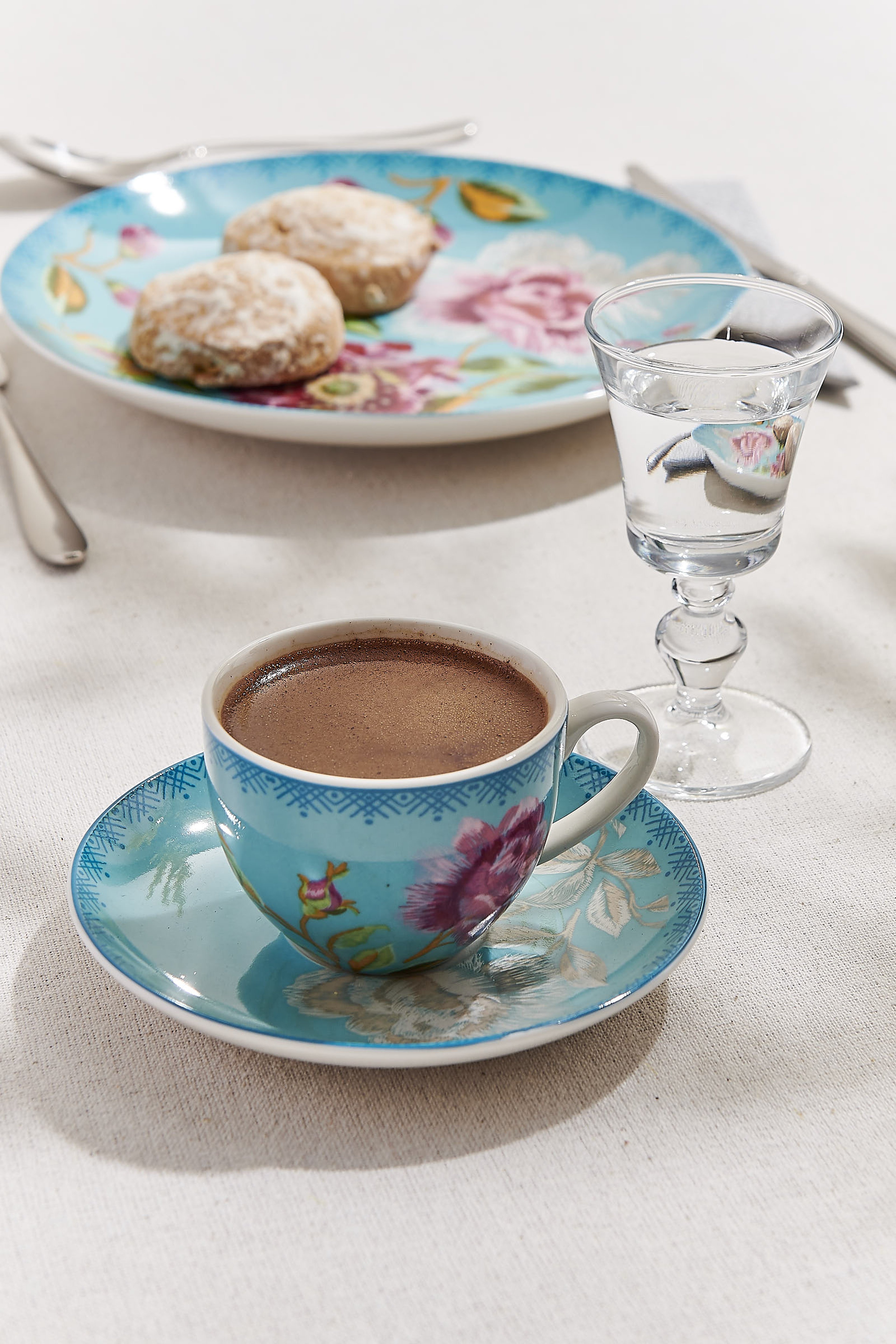 Şakayık Porselen Espresso Fincanı Turkuaz