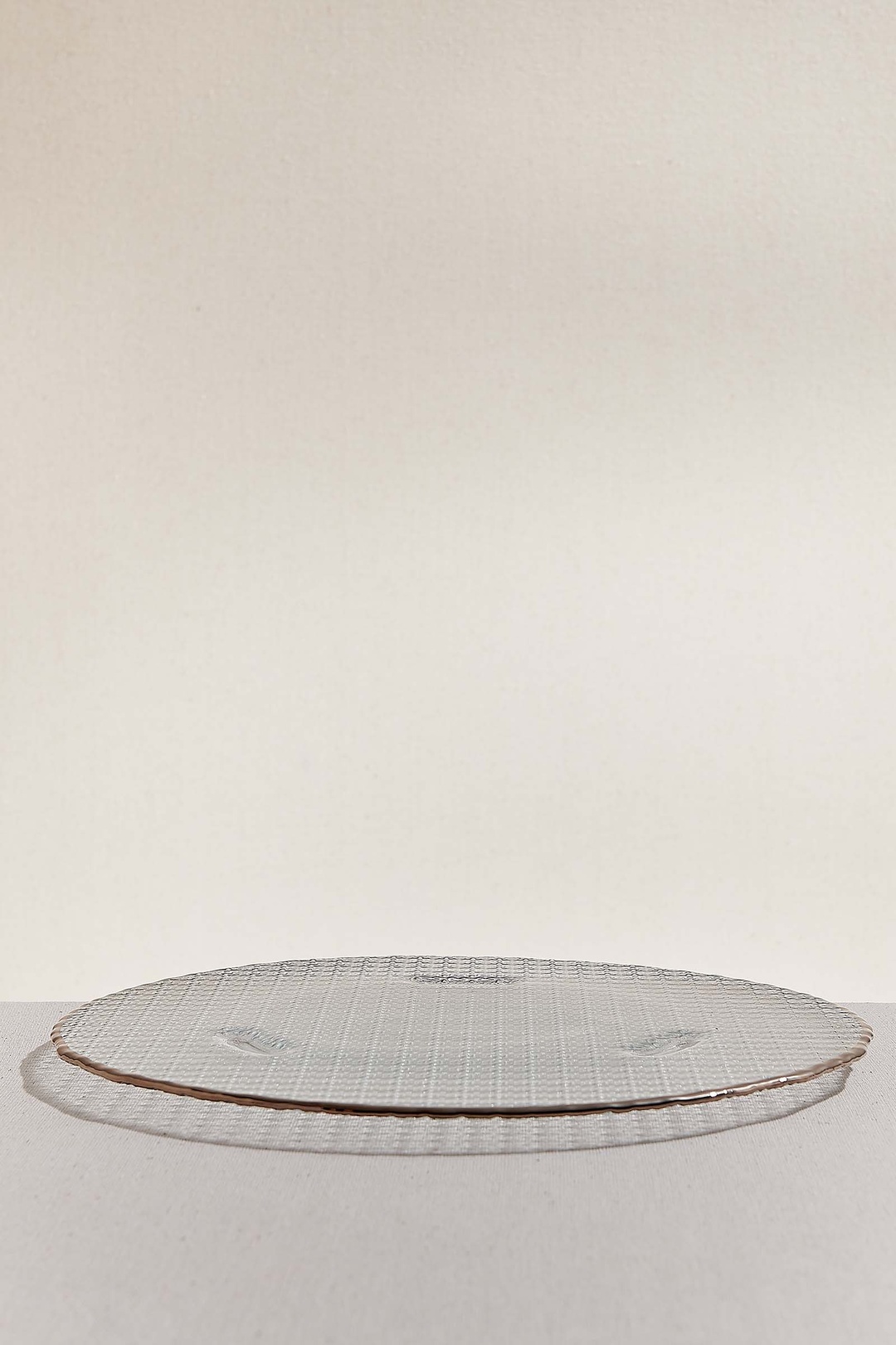 Buzlu Cam Peynir Tabağı Platin 34 cm