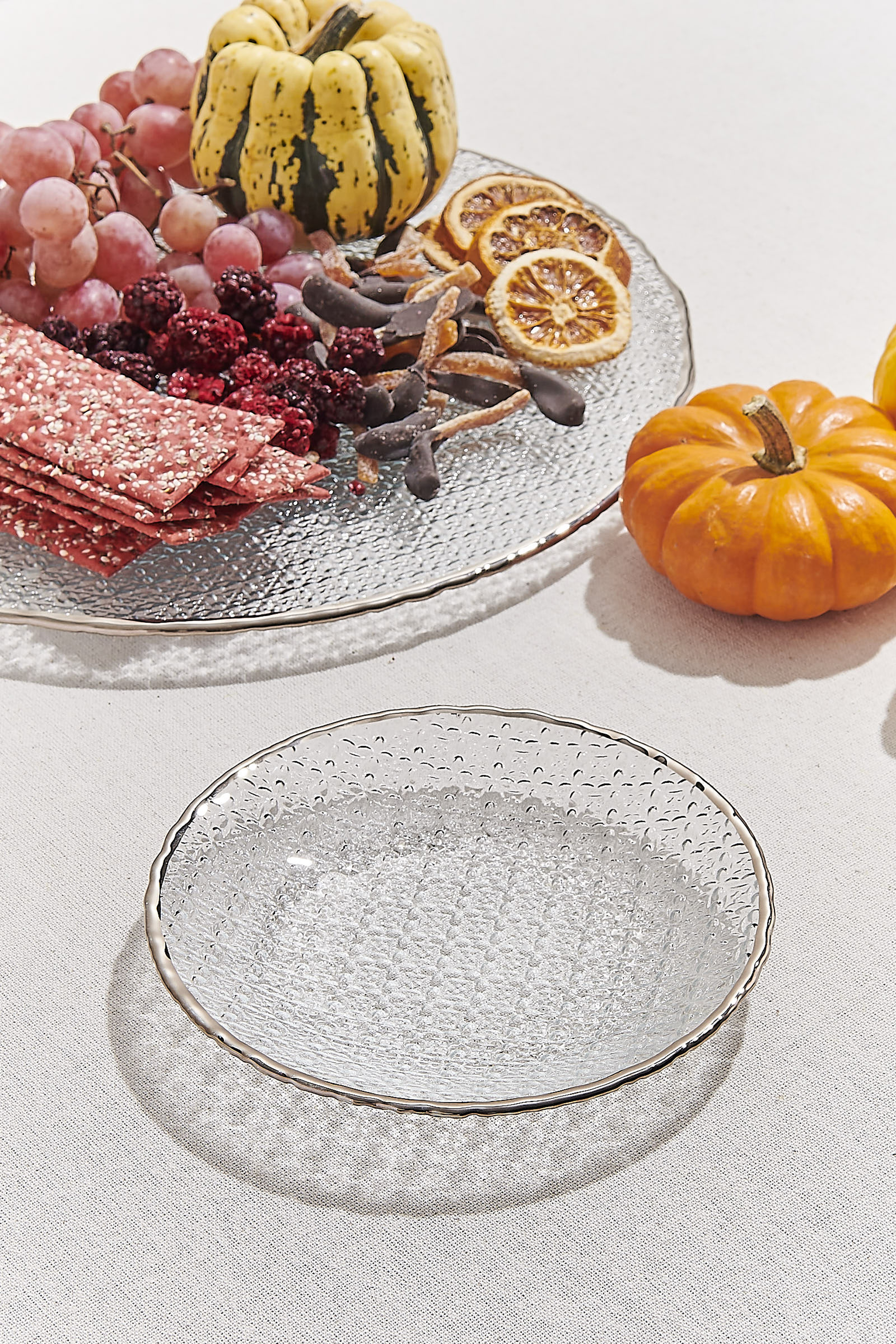Frosted Glass Plate Platin 16 cm