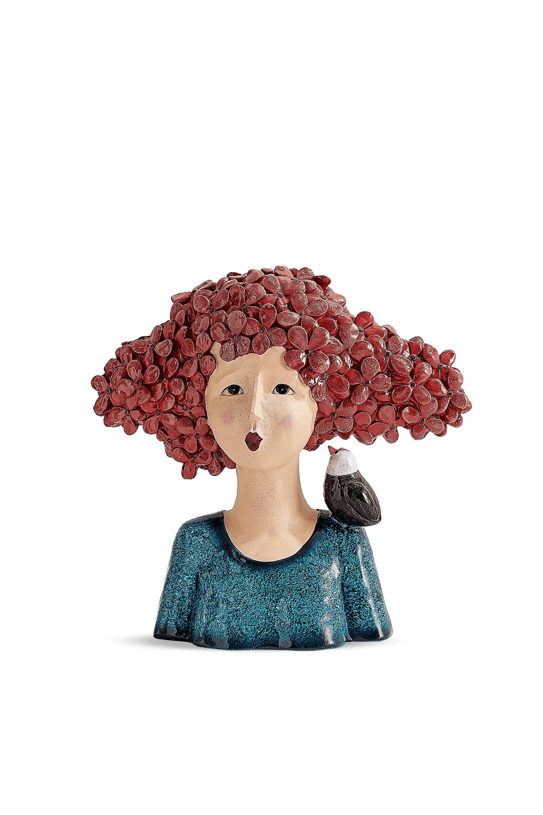 Kuşlu Kız Resin Dekoratif Obje