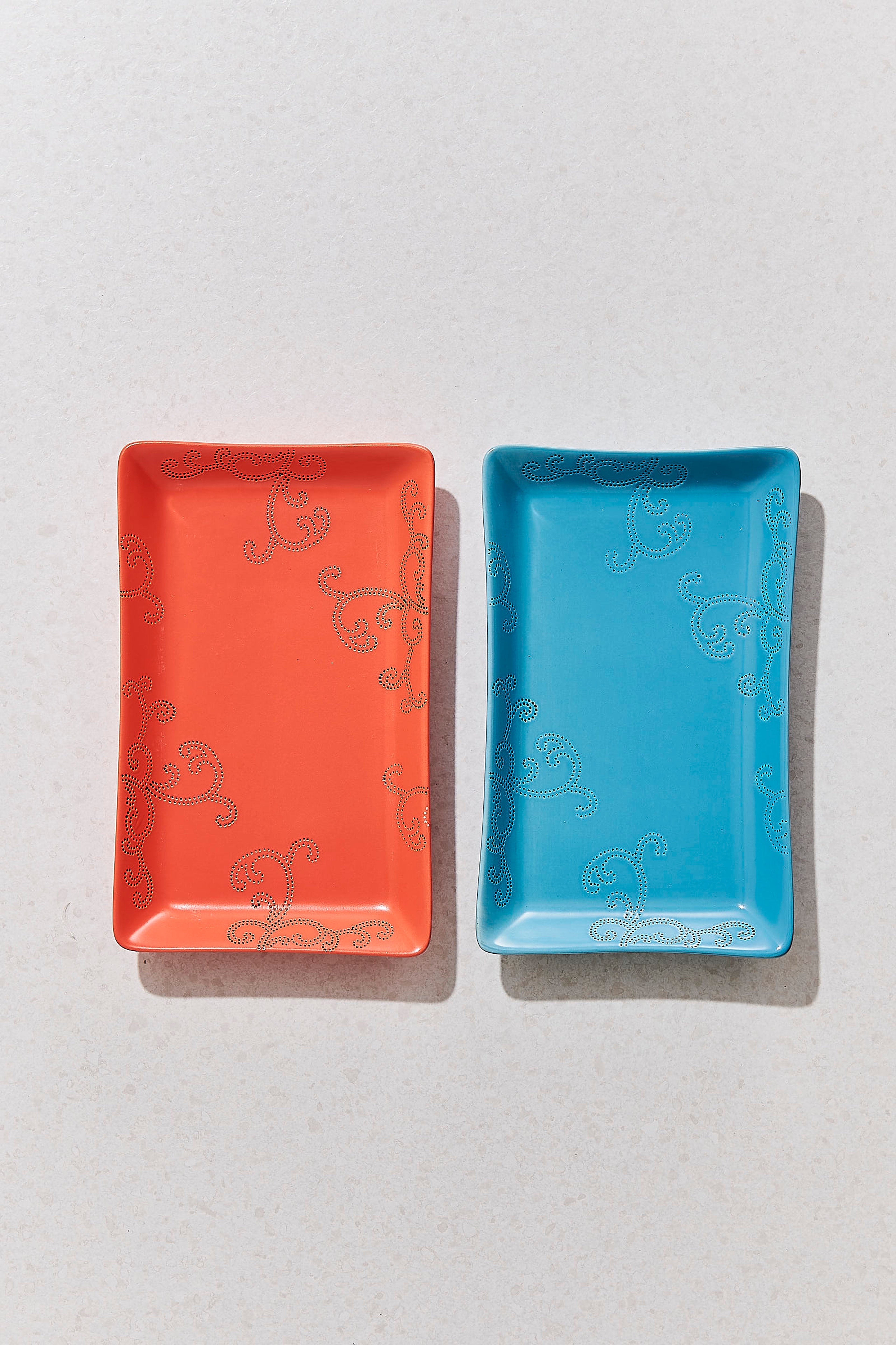 Blue Orange Lace Ceramic 2-Piece Plate Set