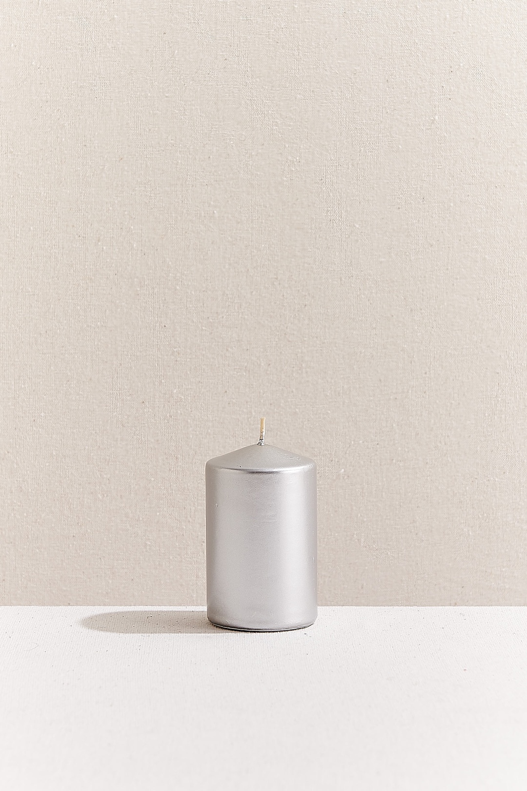 Silver Silindir Mum 110x68 mm