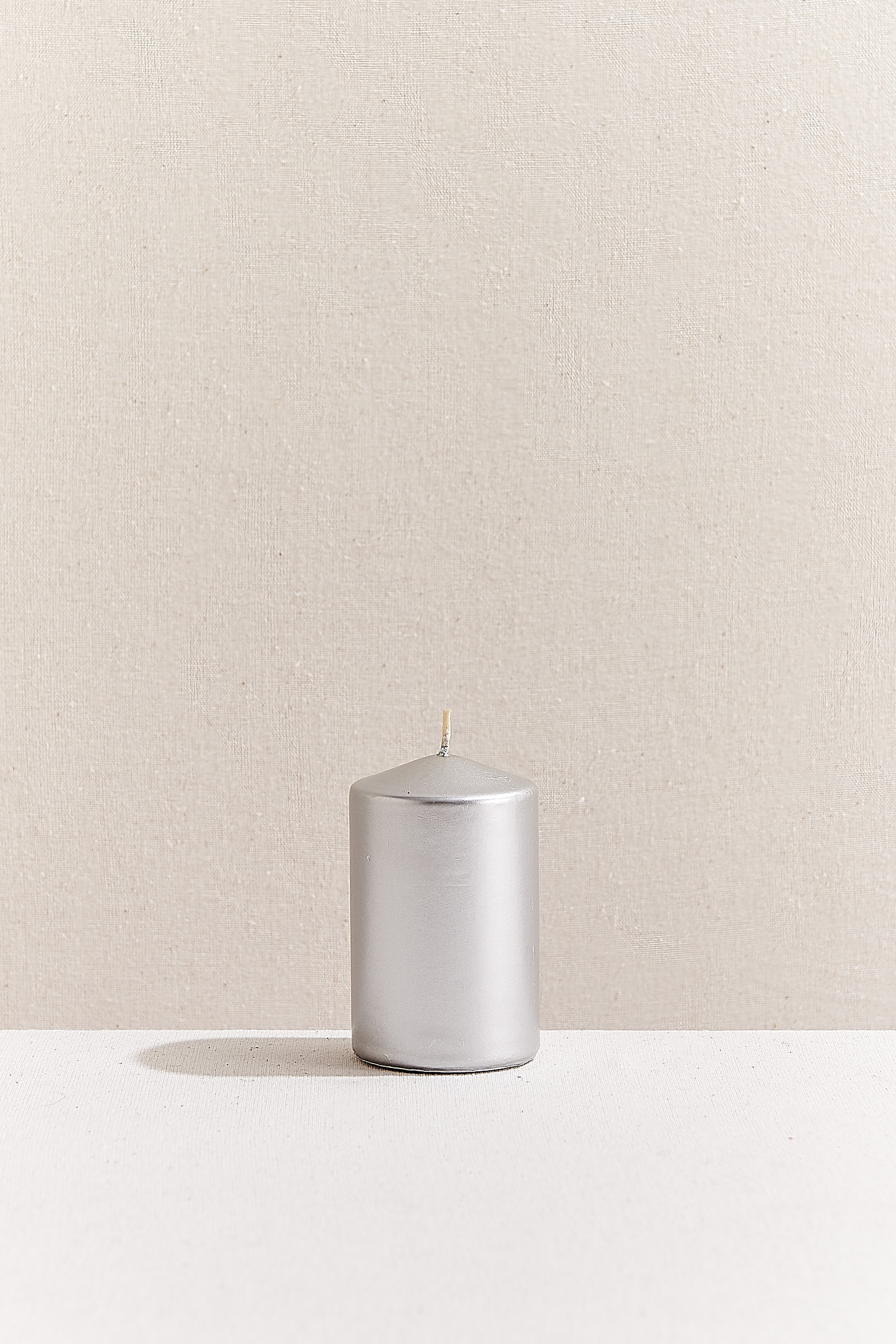 Silver Silindir Mum 110x68 mm