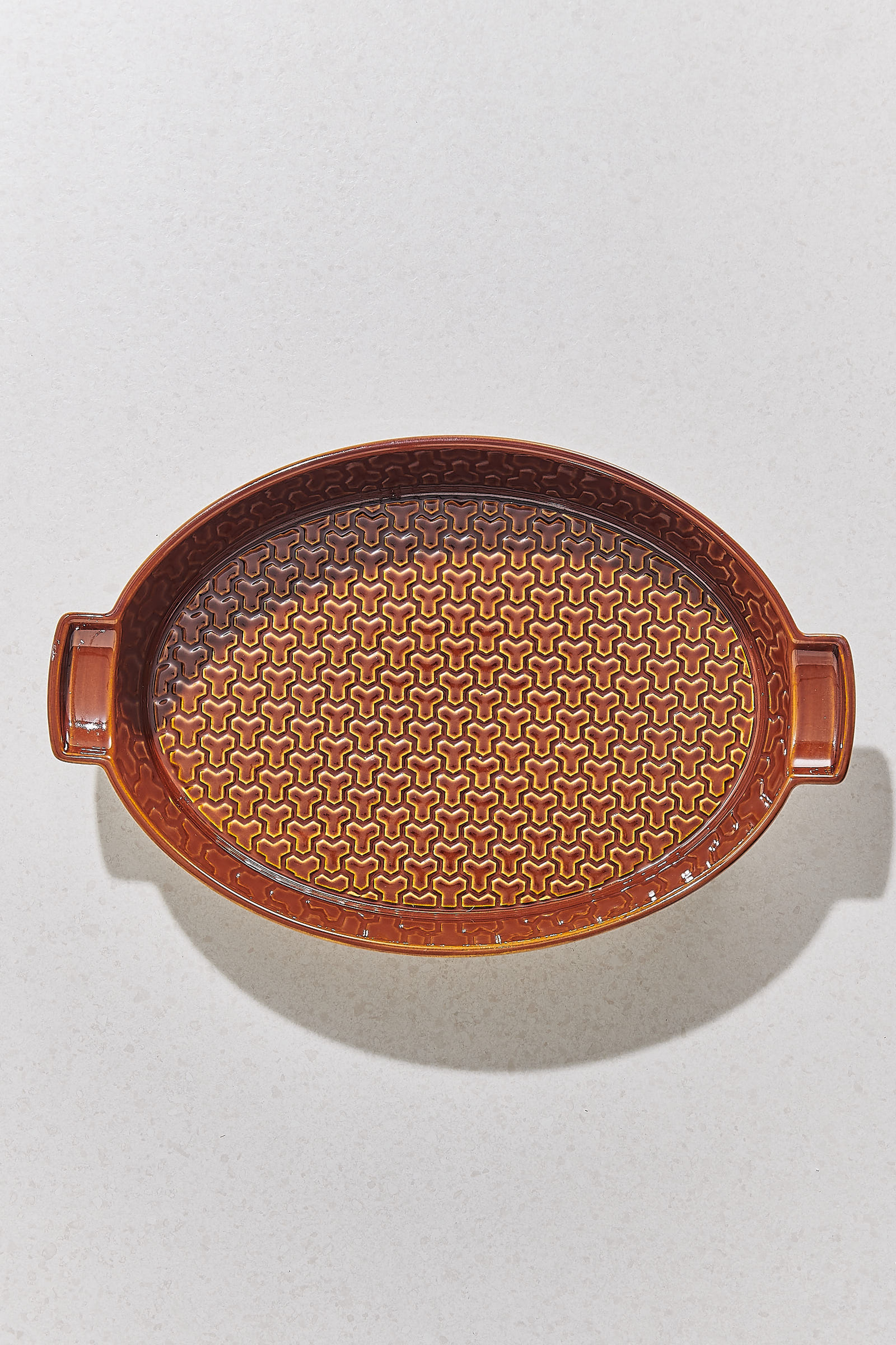 Petek Seramik Oval Fırın Kabı 38.5 cm Amber
