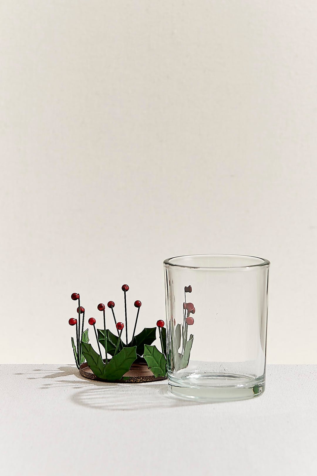 Berry Metal Tealight Mumluk Kırmızı Yeşil