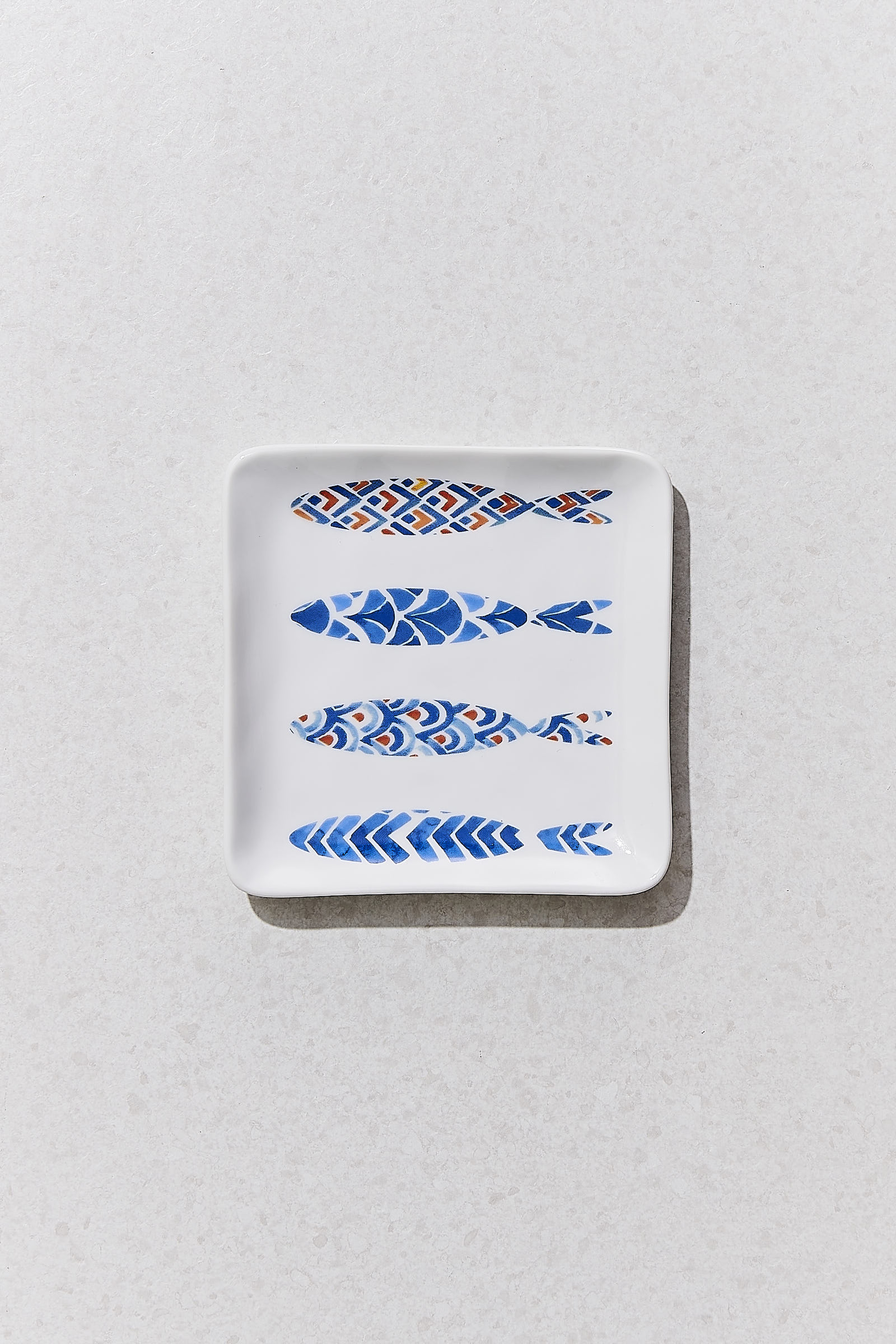 Blue and White Fish Porcelain Square Serving Plate S