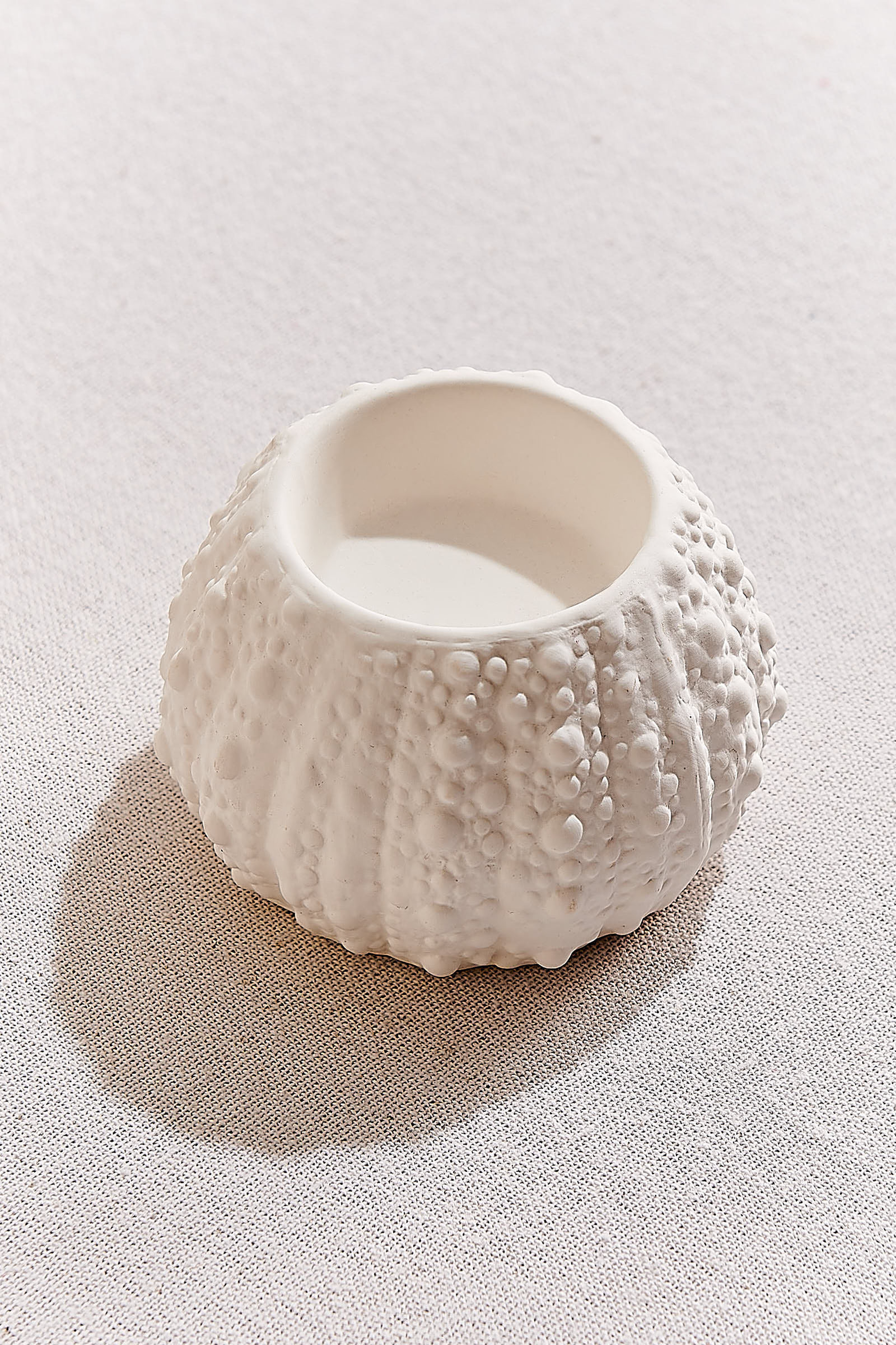 Deniz Kestanesı Porselen Tealight Mumluk Beyaz