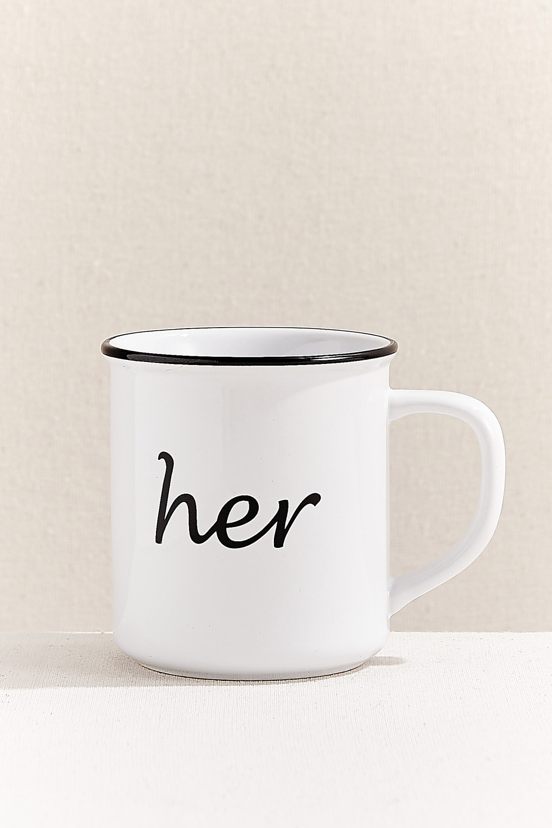 His & Her Seramik Kupa Seti 2'li Siyah Beyaz