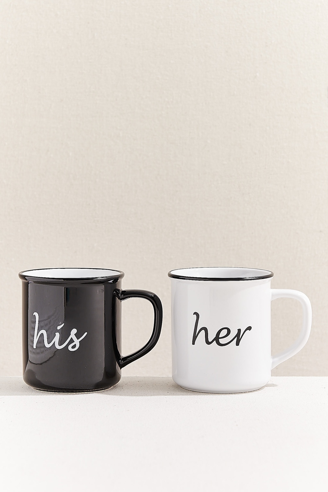 His & Her Seramik Kupa Seti 2'li Siyah Beyaz
