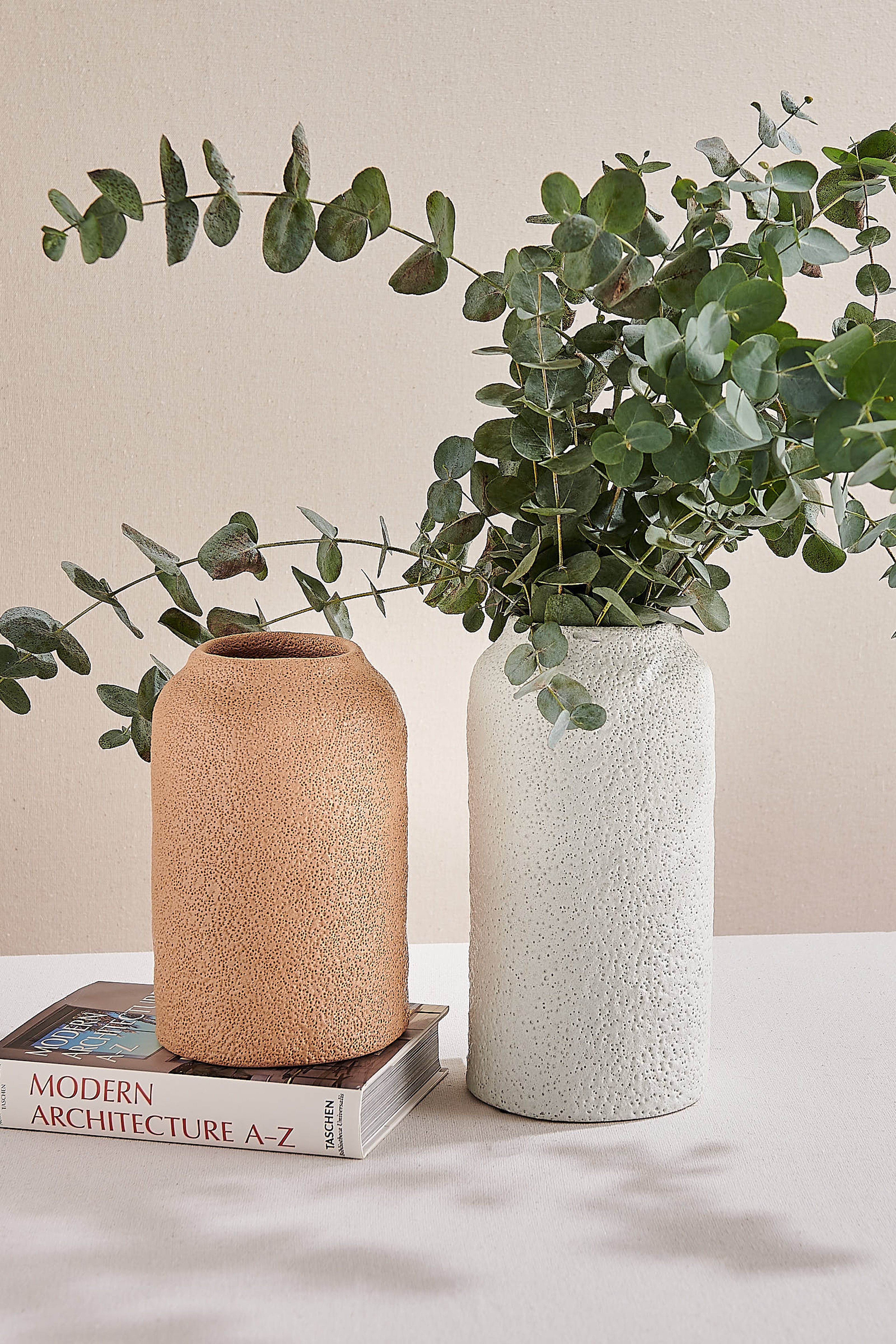 Beige Perge Ceramic Decorative Vase M