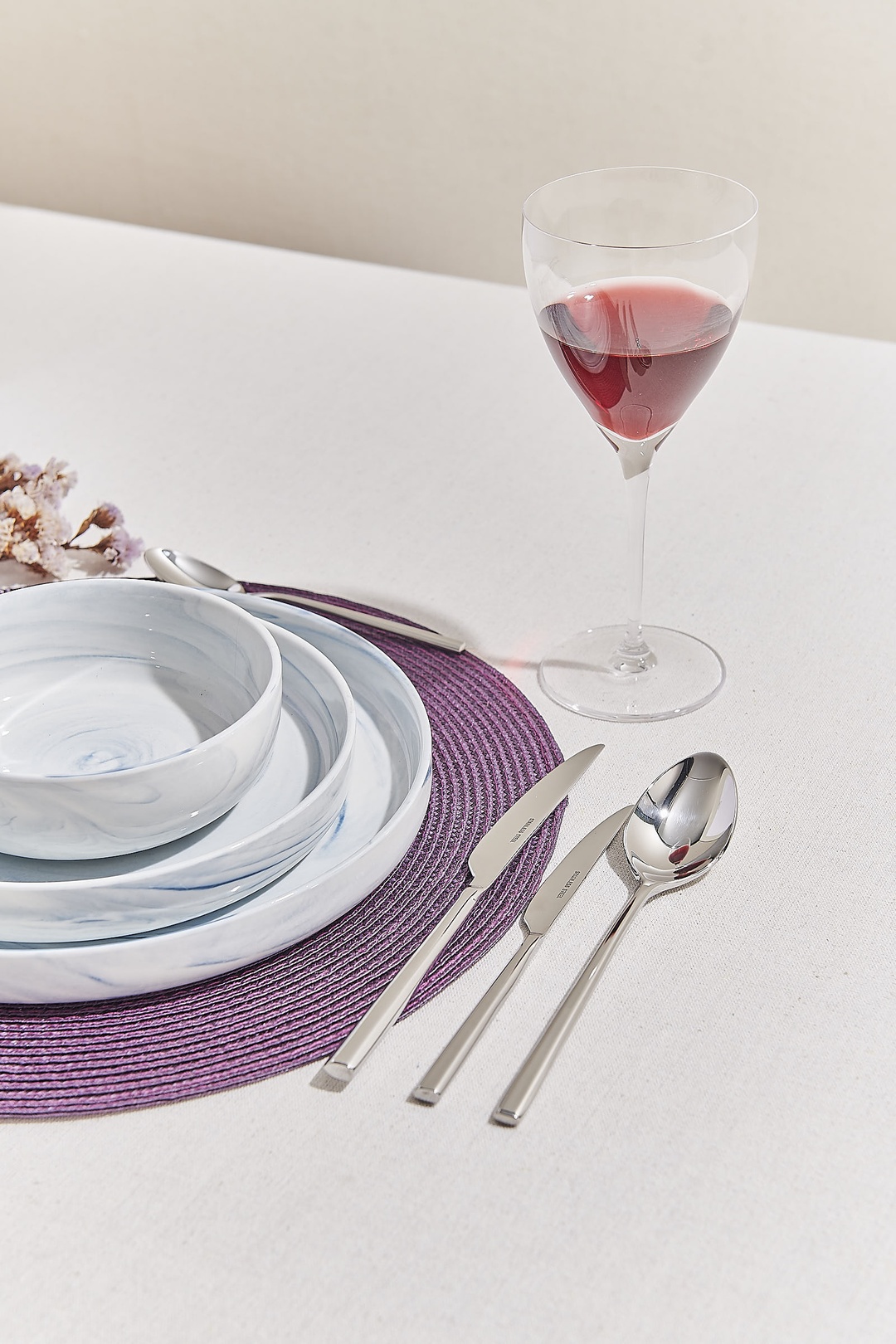 Marble Porselen Yemek Tabağı Mavi