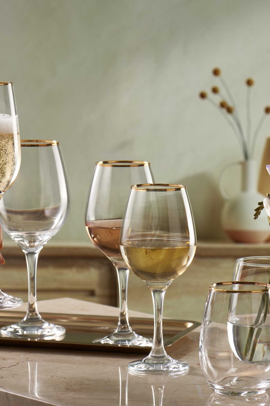 6'lı Amber Golden Touch Şarap Kadehi 4