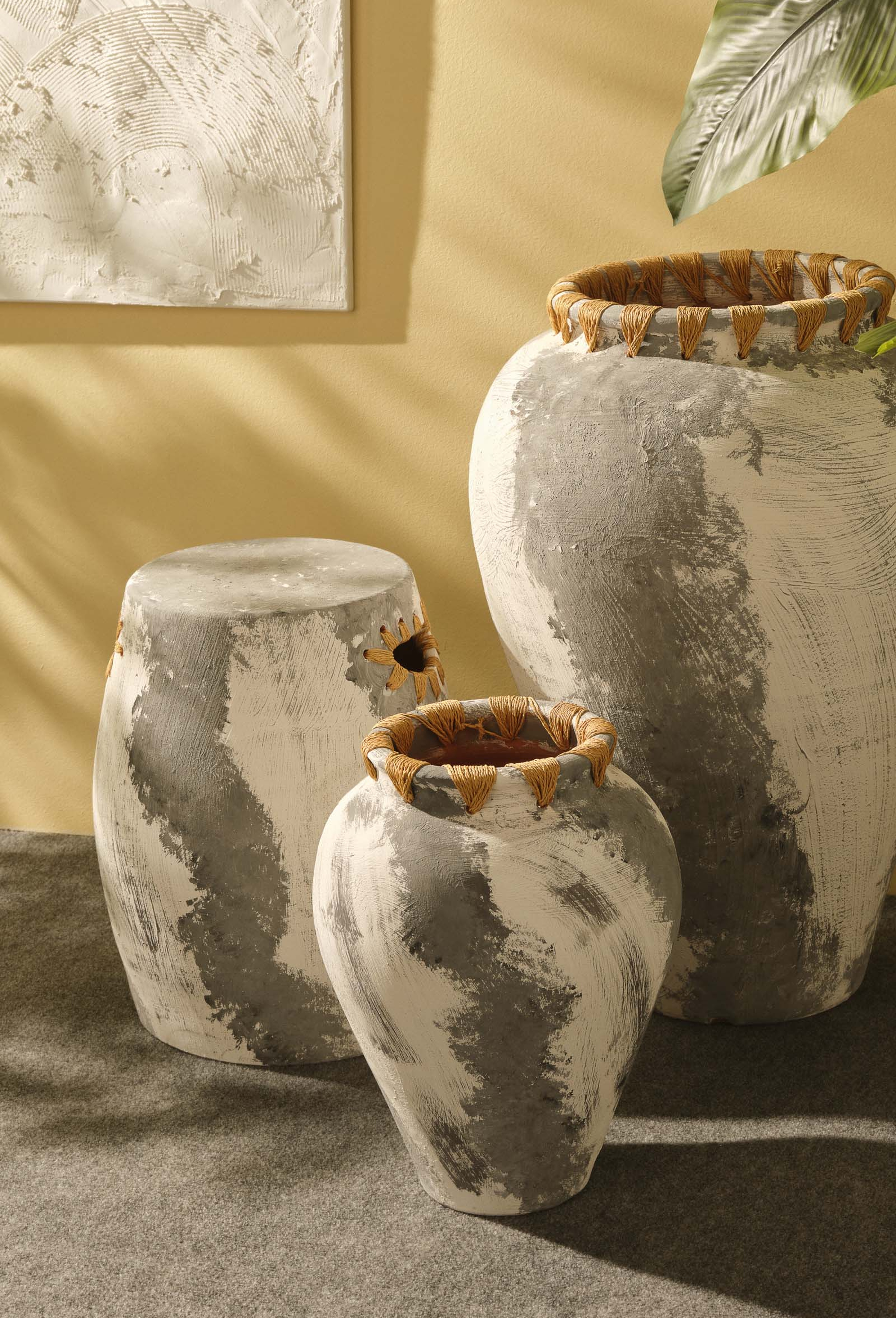 Rustic Ceramic Decorative Stool 42 cm