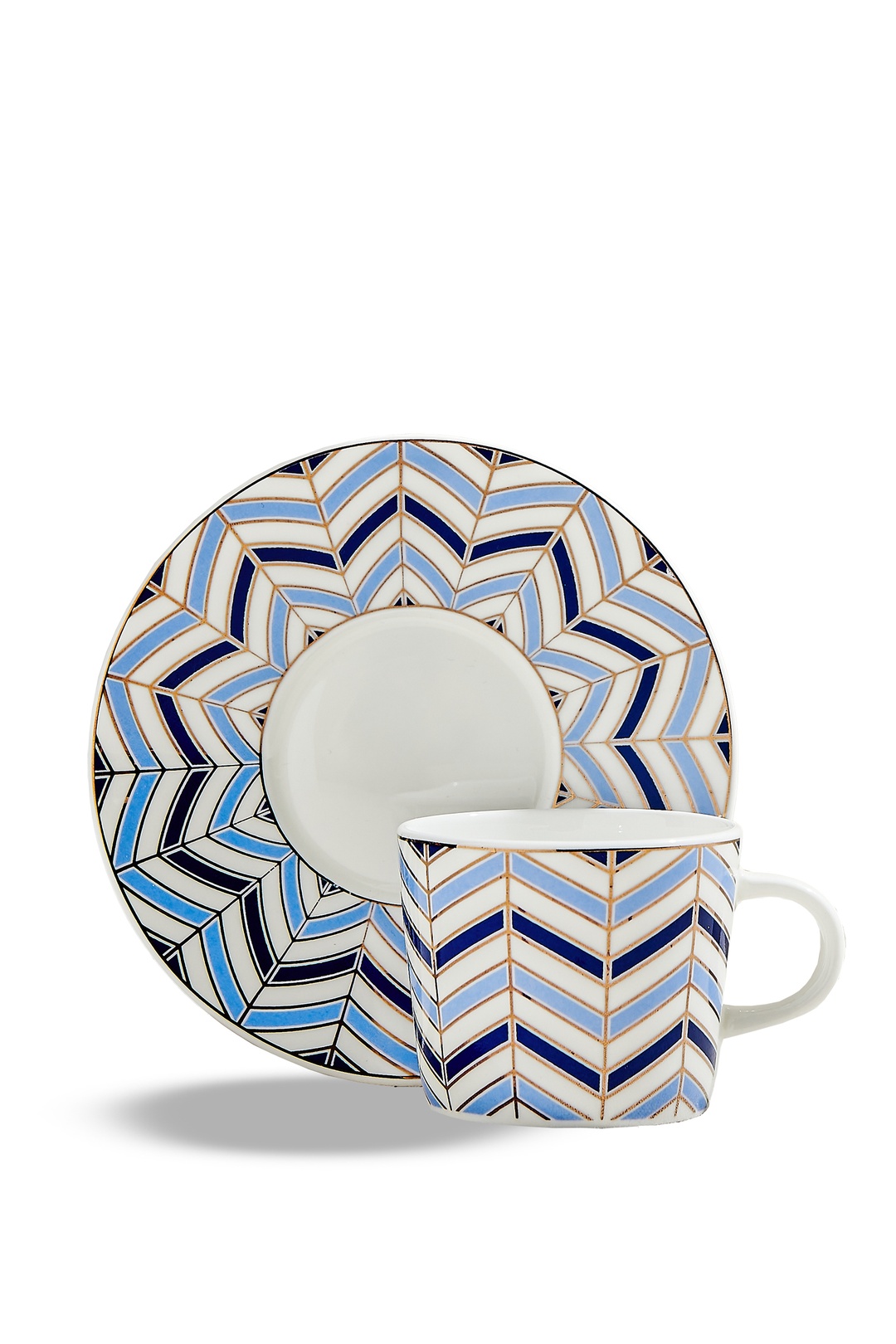 Nautical Porselen Espresso Fincanı Mavi Beyaz