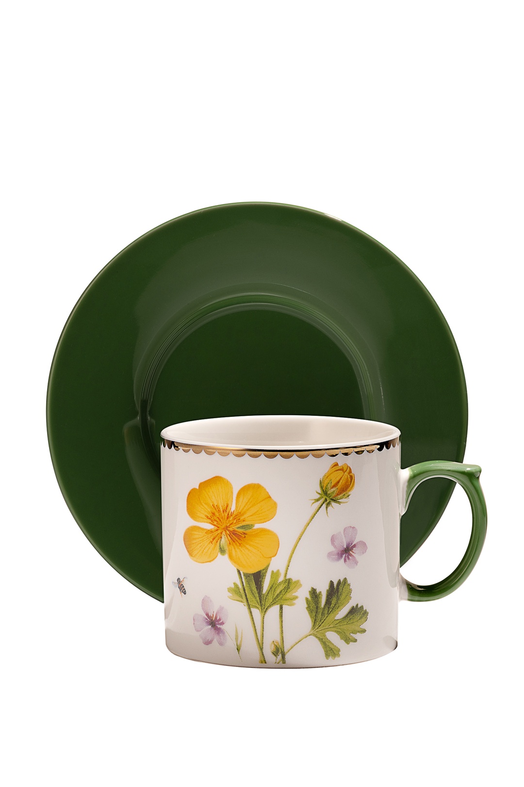 Flora Porselen Çay Fincanı Sarı