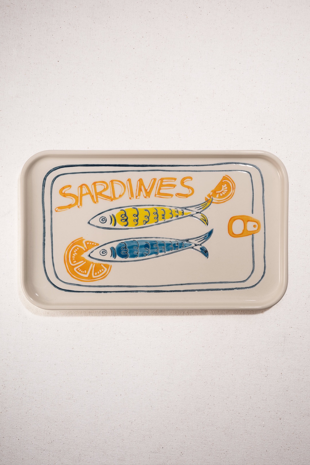 Sardines Dikdörtgen Seramik Servis Tabağı L