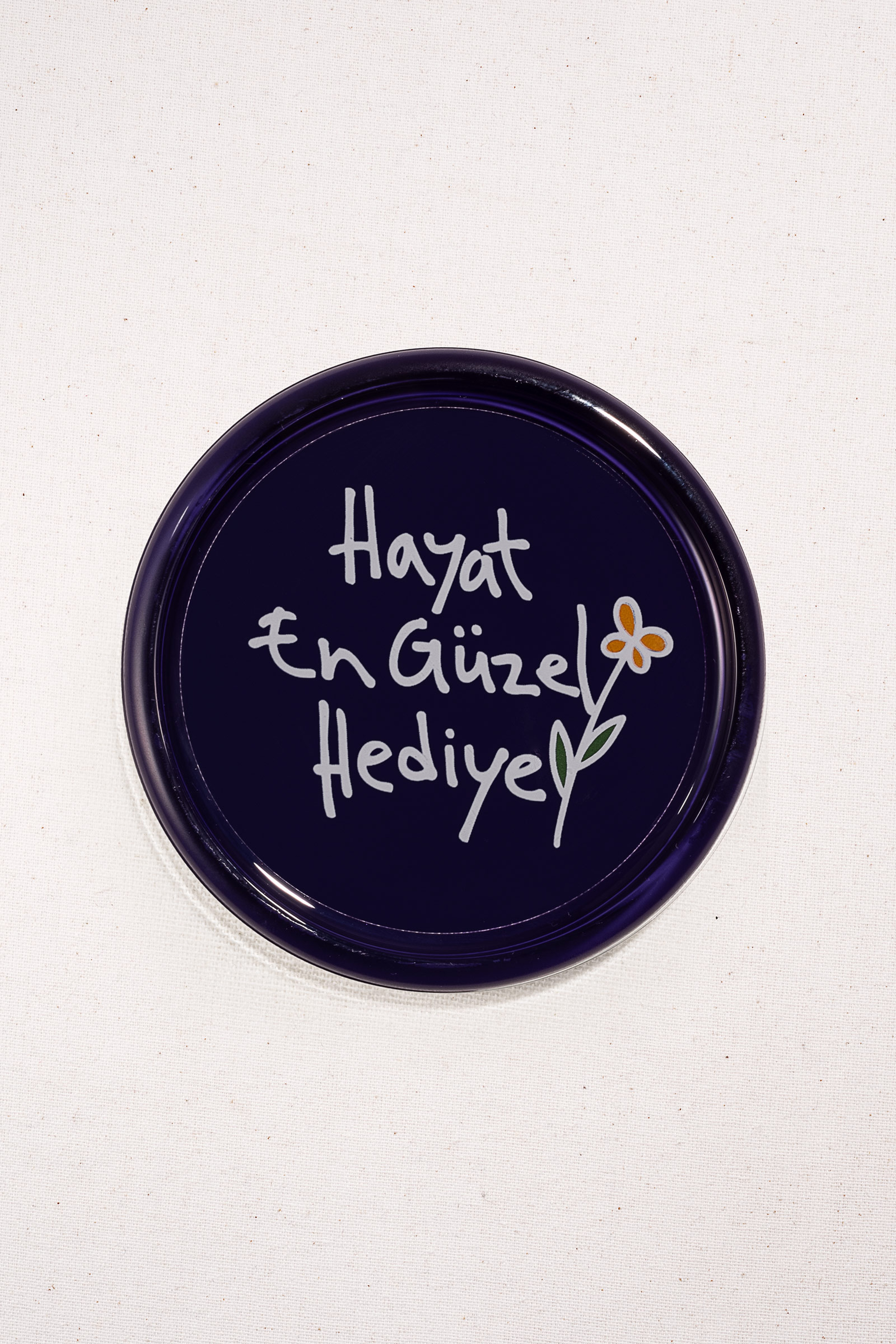 "Hayat En Güzel Hediye" Bardak Altlığı Lacivert