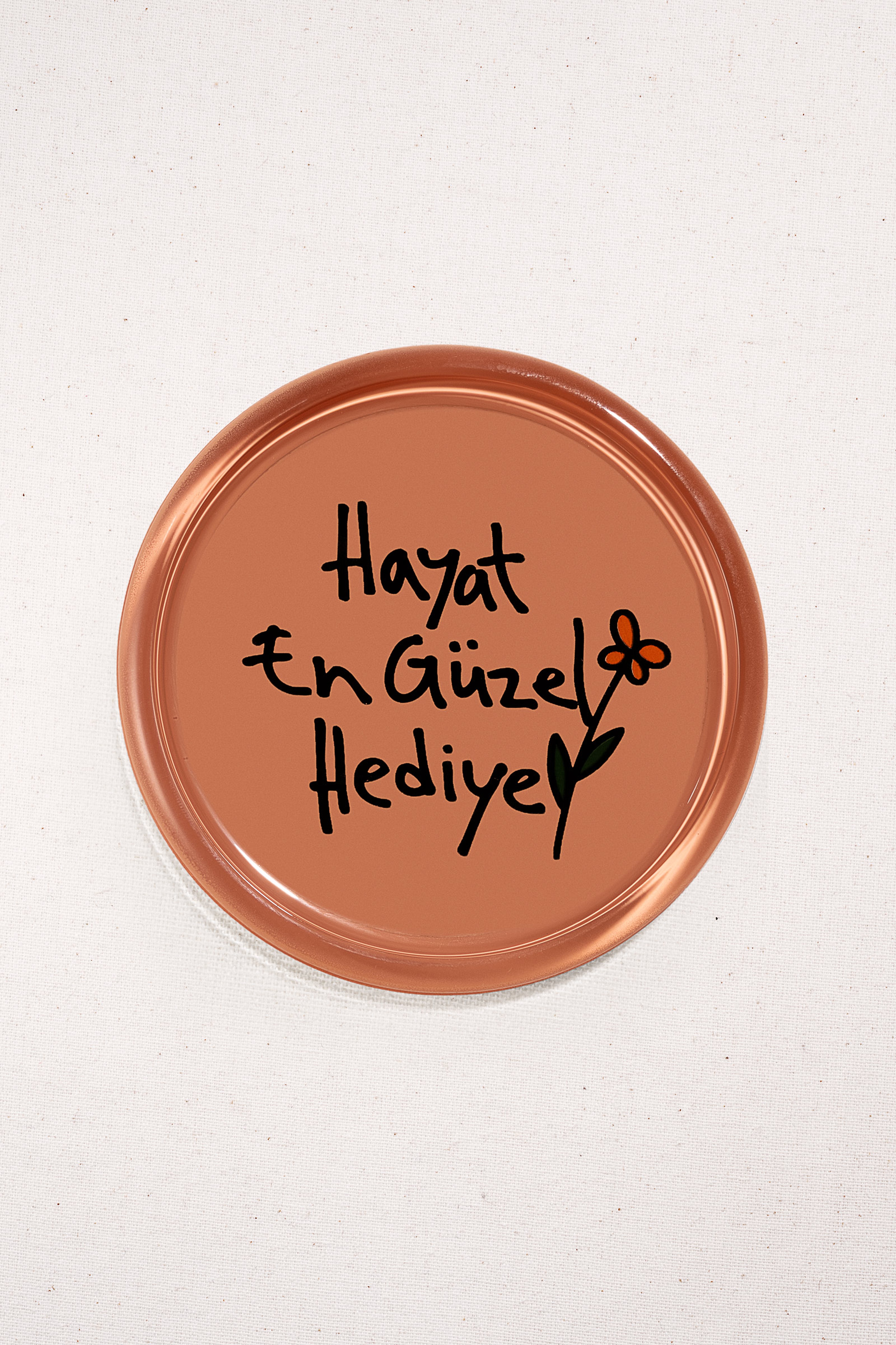 "Hayat En Güzel Hediye" Bardak Altlığı Somon