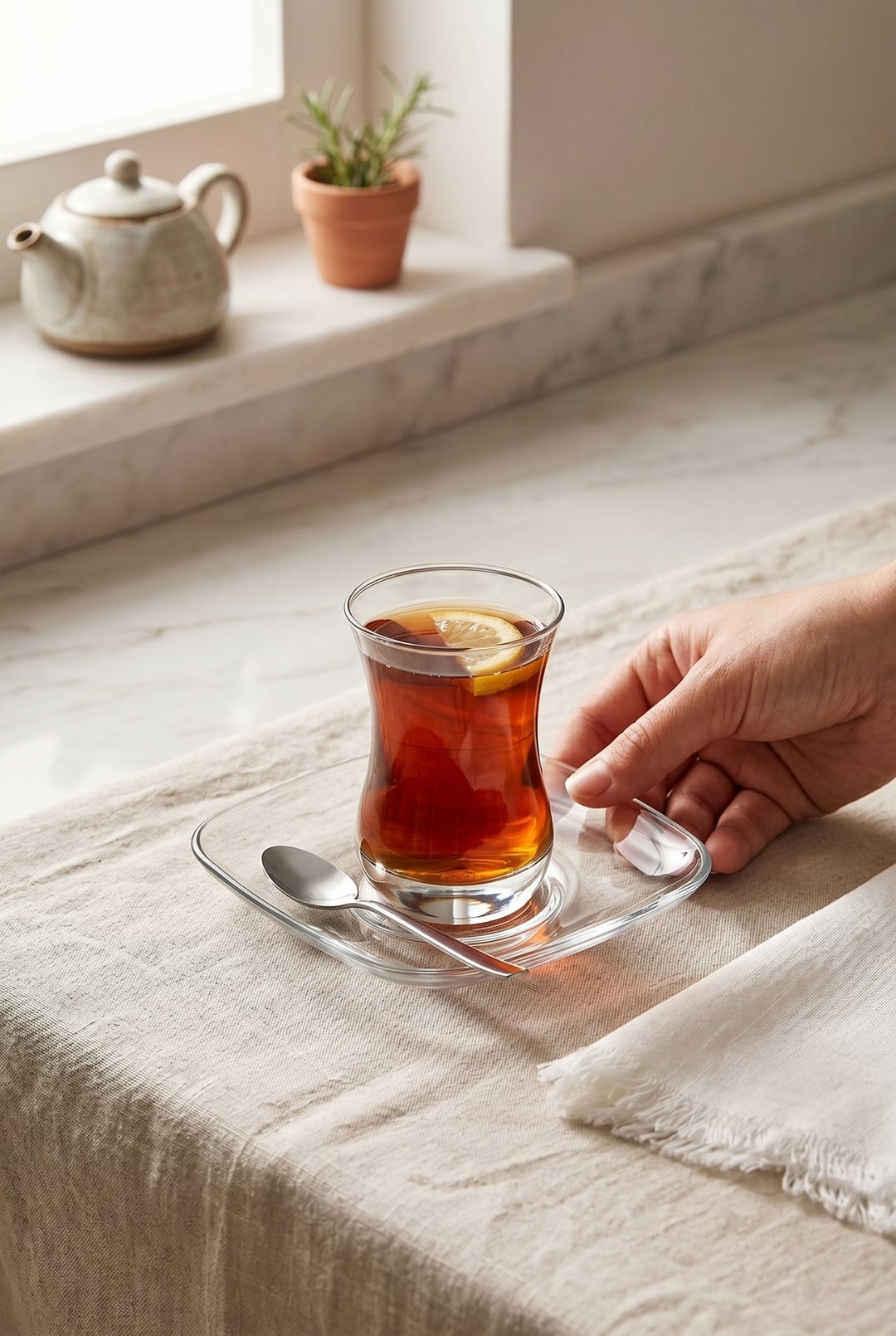 Kare Çay Tabağı