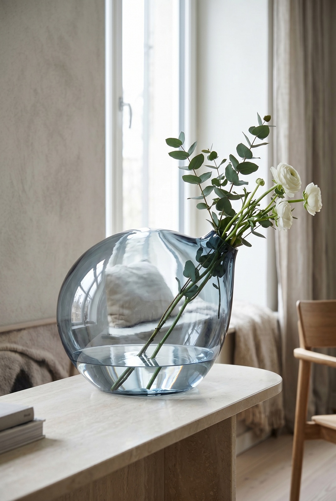 Bubble Vazo Çelik Mavi 40 Cm