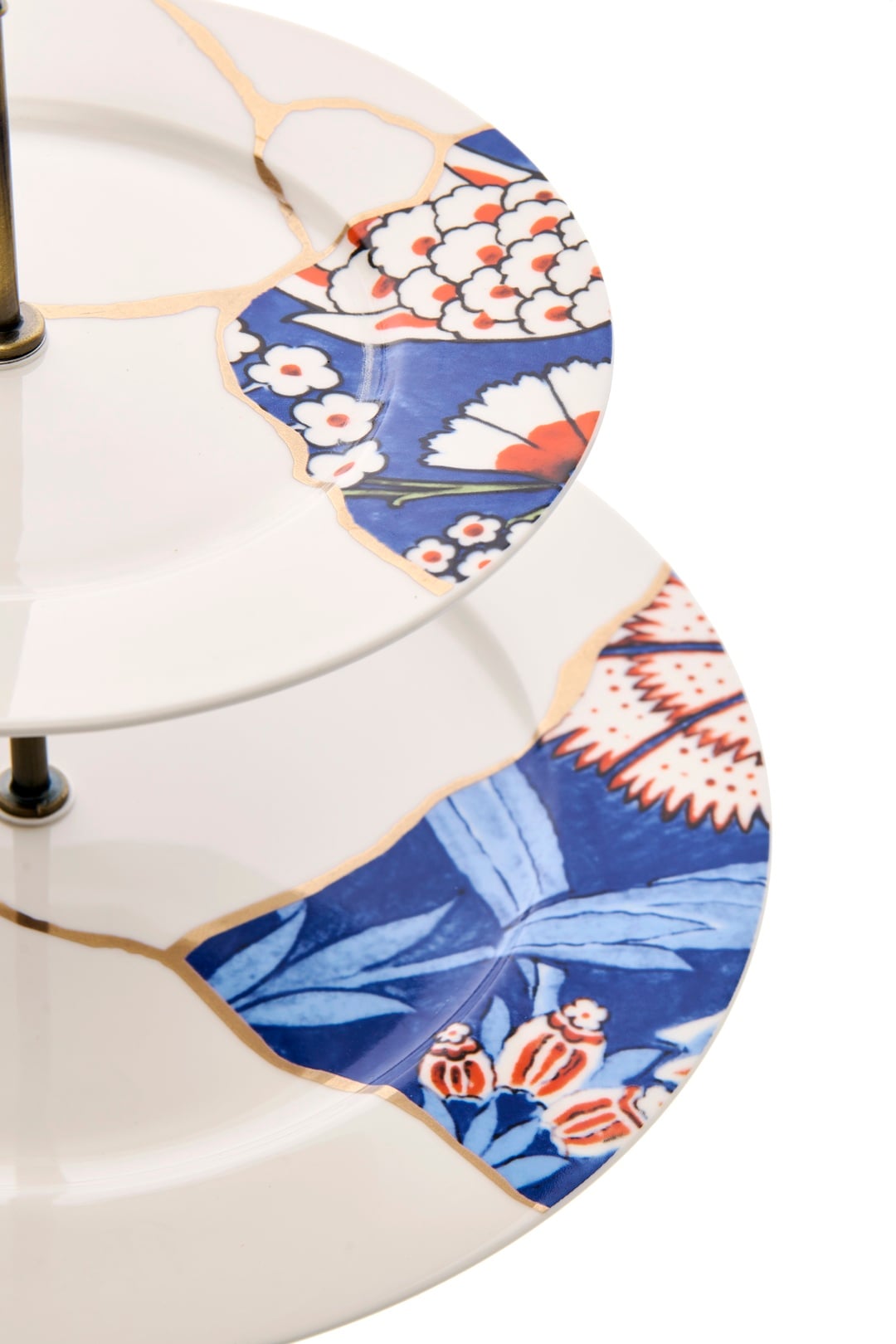 Kintsugi 2 Katlı Sunum Tabağı