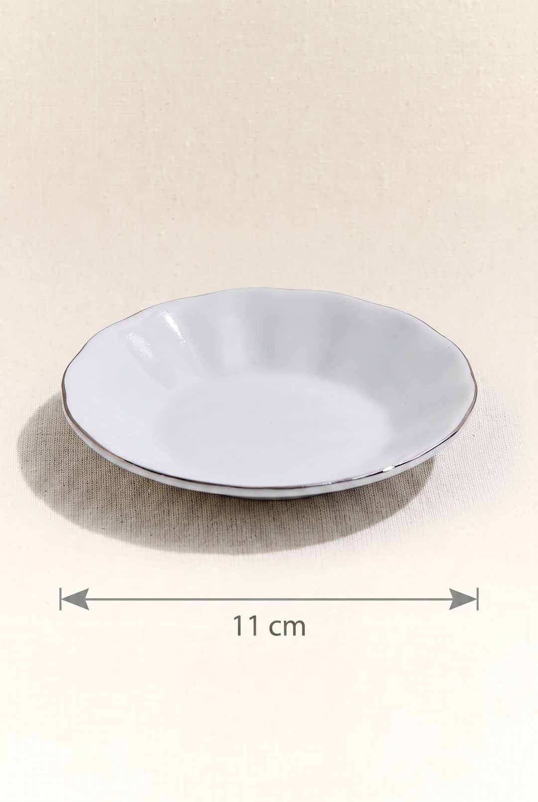 Bant Porselen Çay Tabağı Platin
