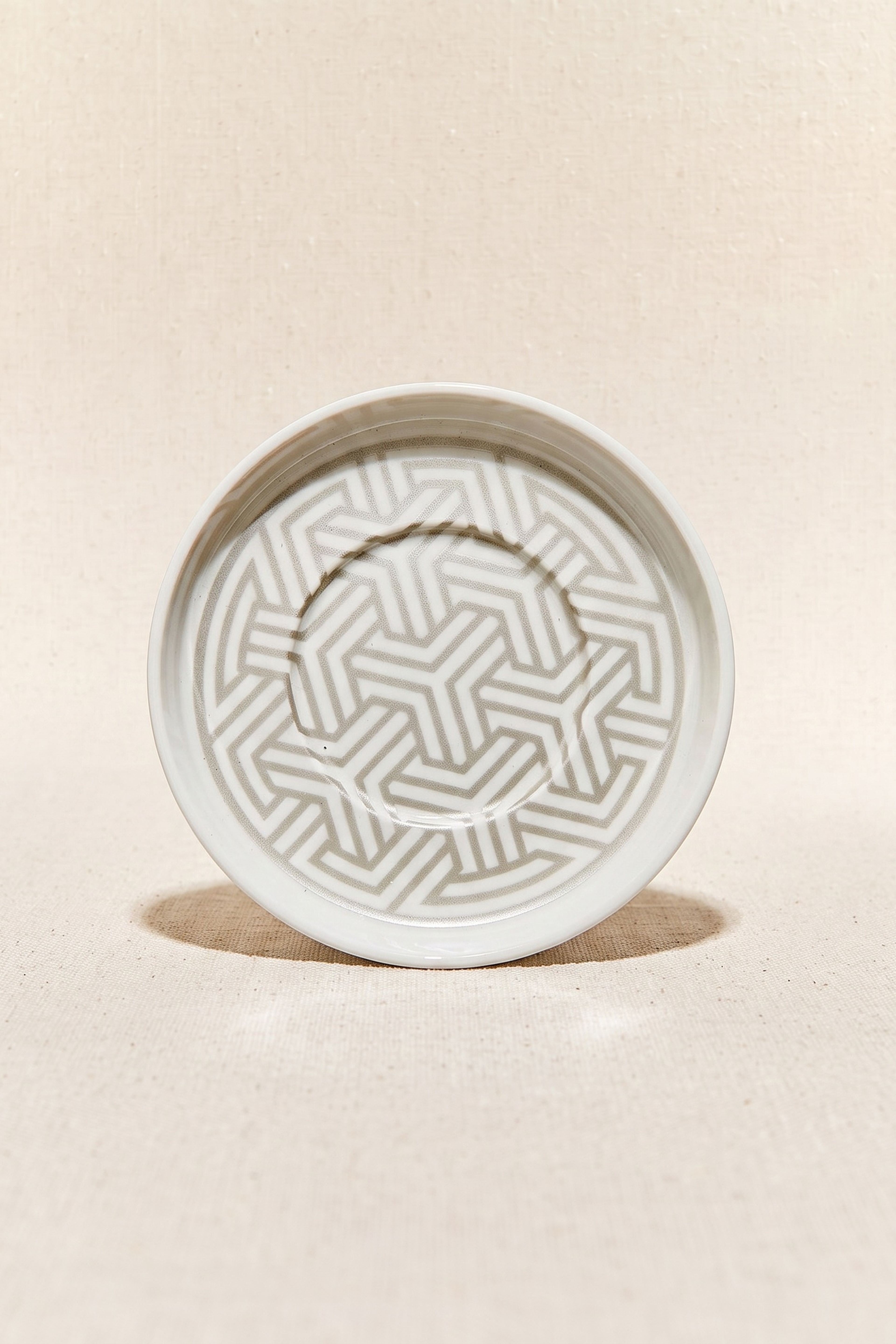 Silver Geometric Porcelain Tea Plate