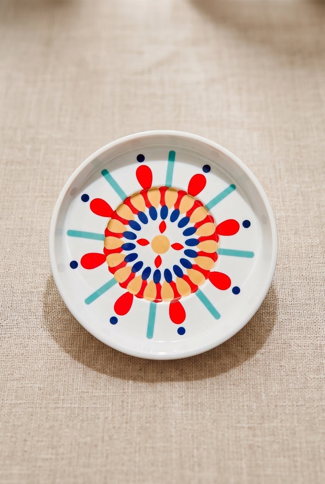 Ikat Porselen Çay Tabağı Turuncu / Bej