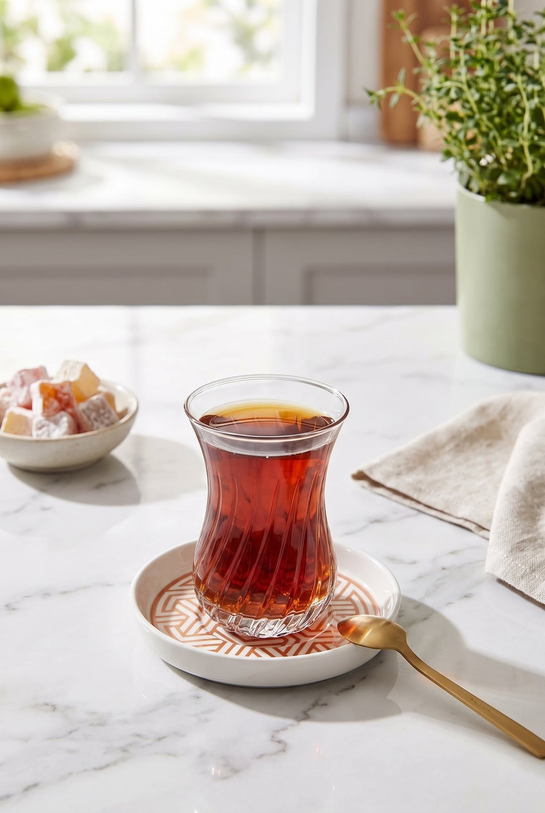 Bakır Geo Porselen Çay Tabağı