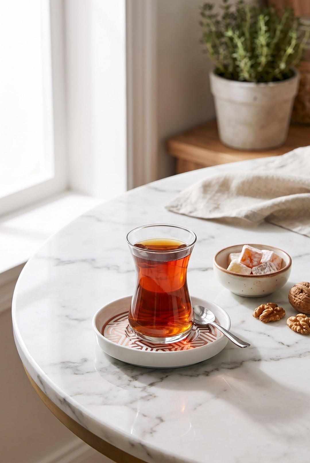 Bakır Geo Porselen Çay Tabağı