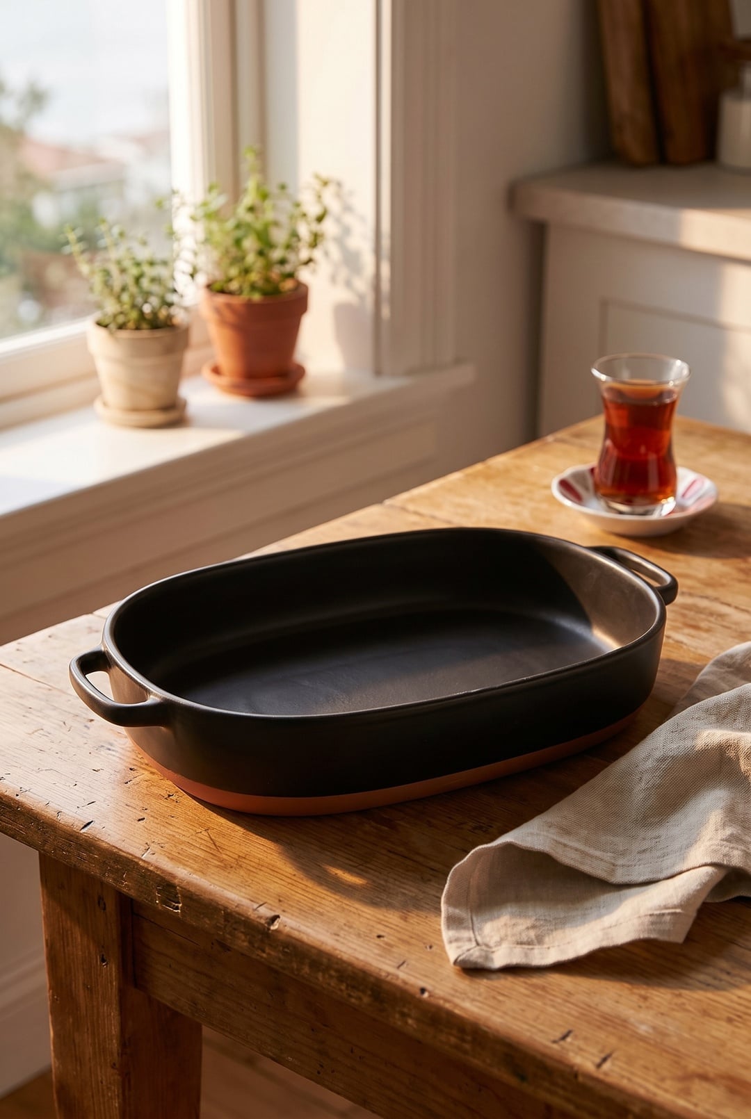 Norge Seramik Fırın Kabı 40 cm Siyah