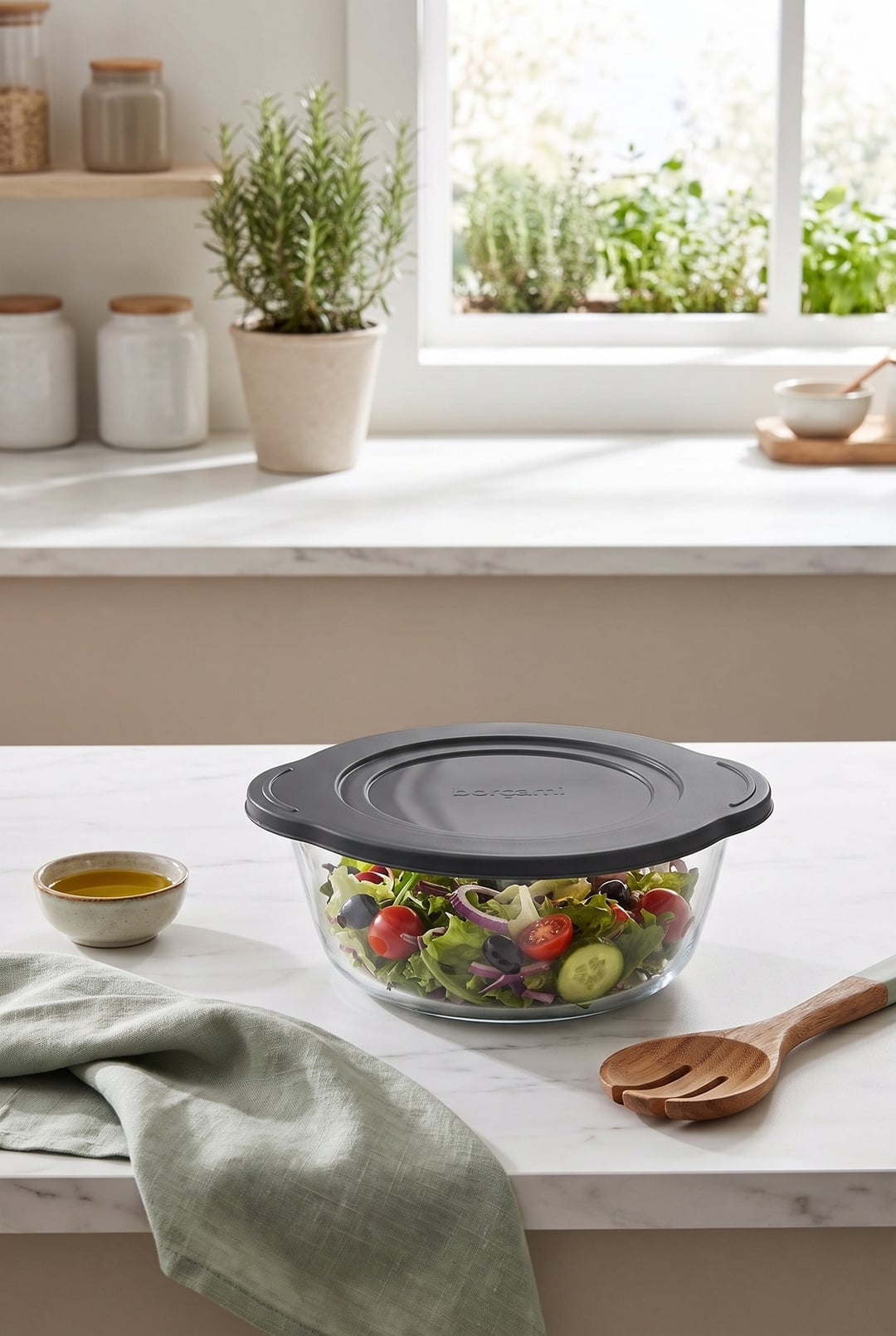 Plastik Gri Kapaklı Saklama Kabı 2 L