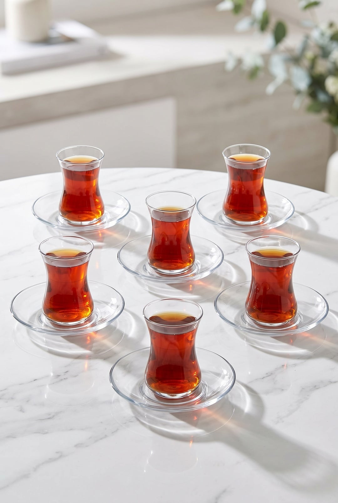 6'lı Şeffaf Cam Misis Çay Tabağı Seti 14 cm