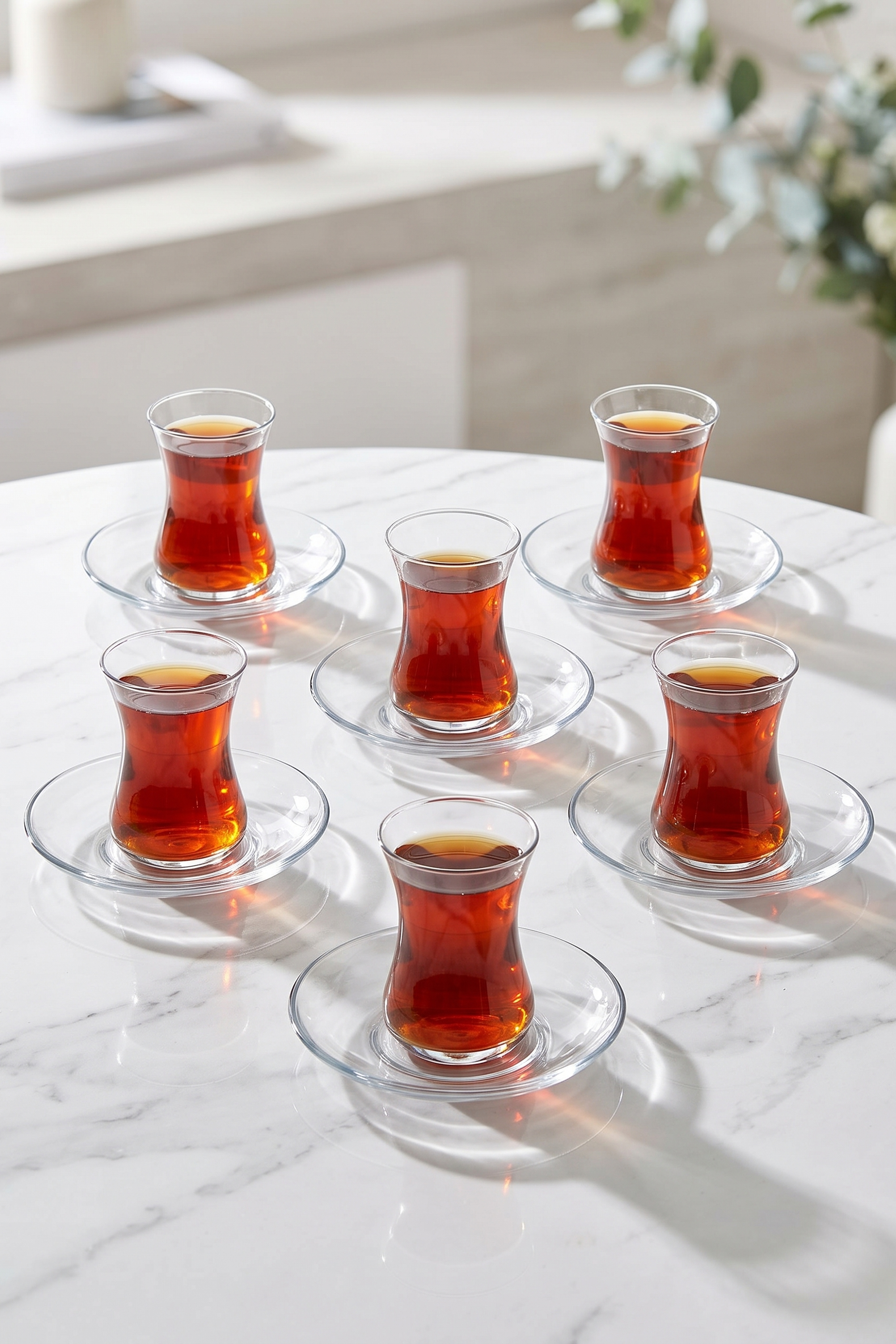 6'lı Şeffaf Cam Misis Çay Tabağı Seti 14 cm