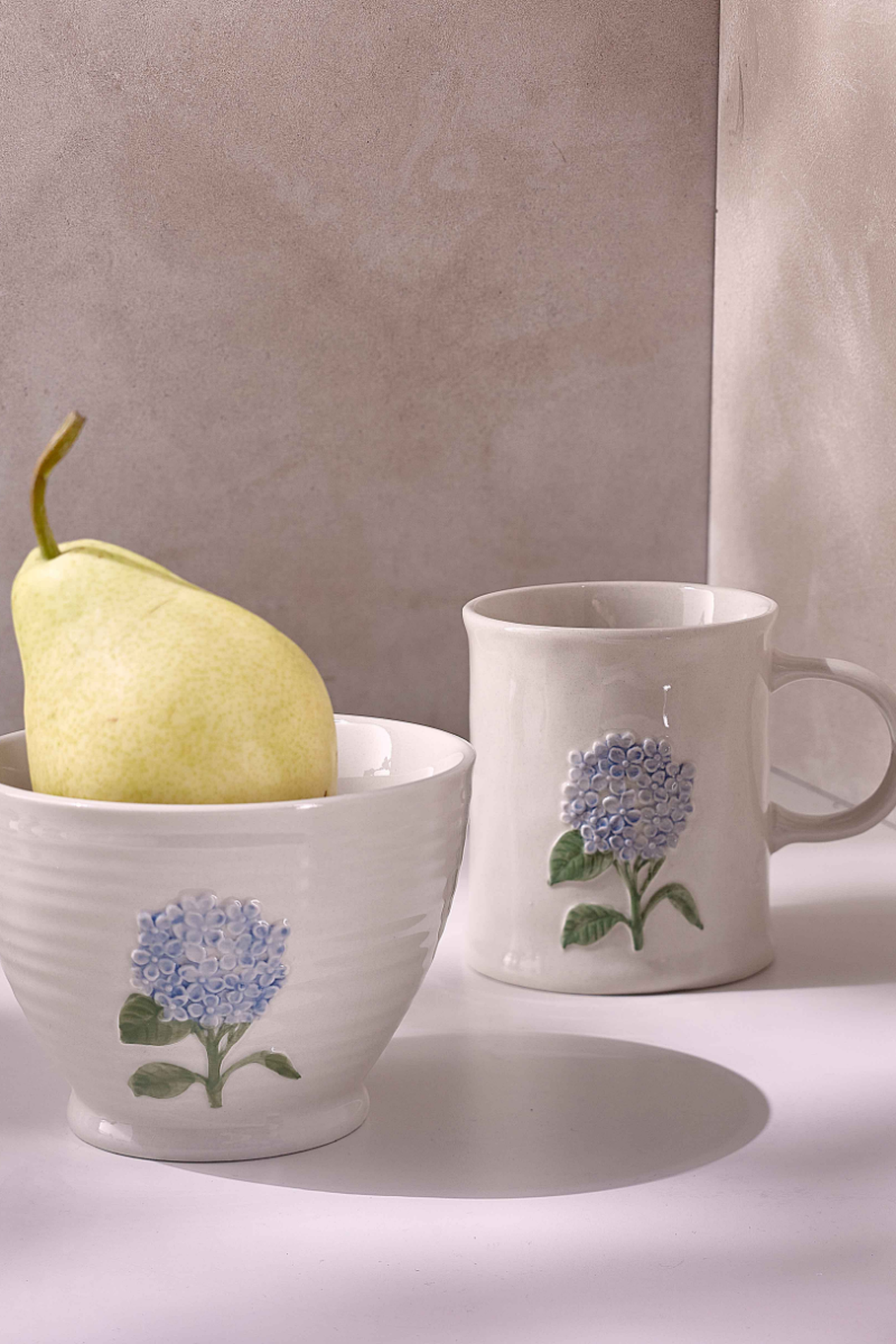 Beige Hydrangea Ceramic Bowl